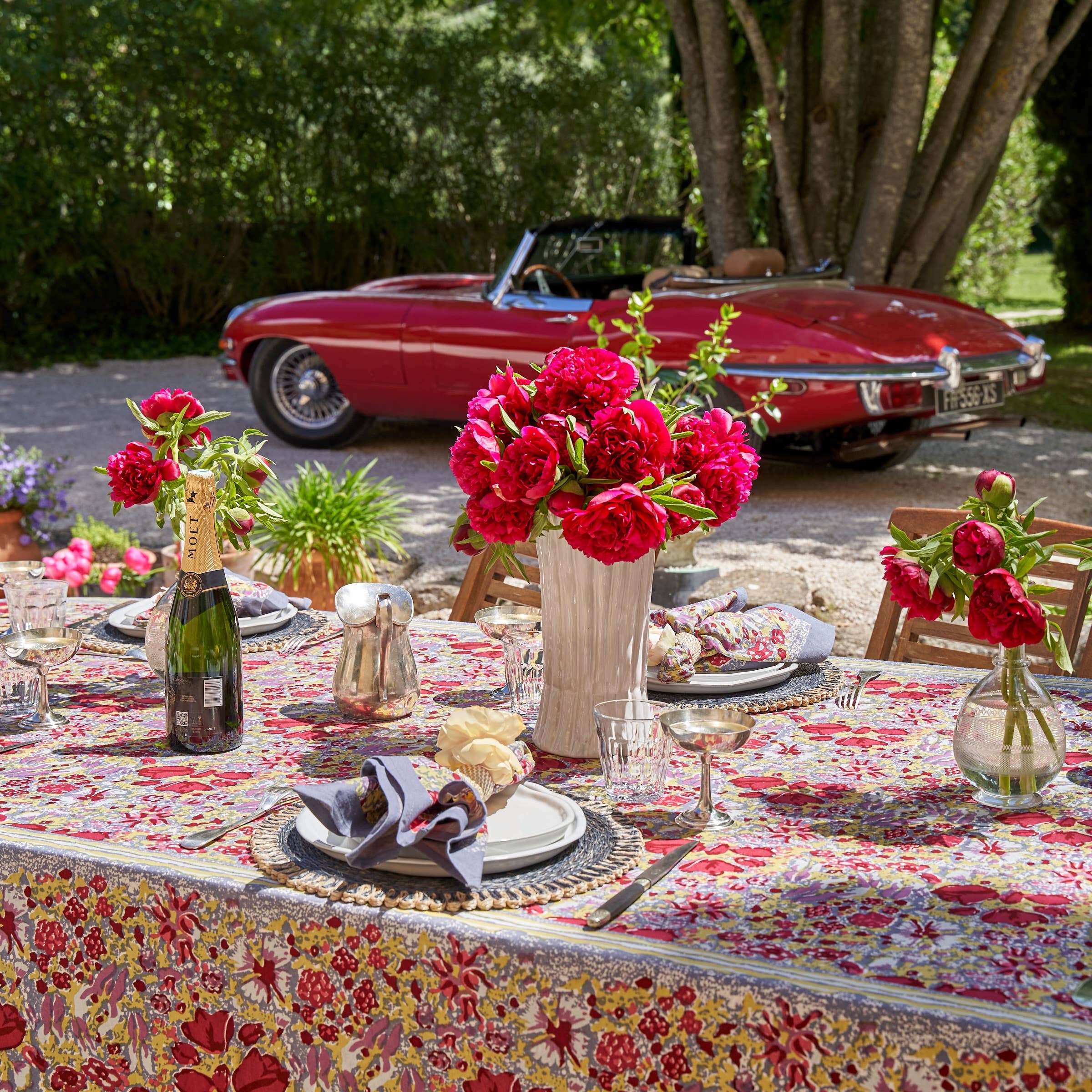 Jardin Red & Grey | French Tablecloths - Image 4
