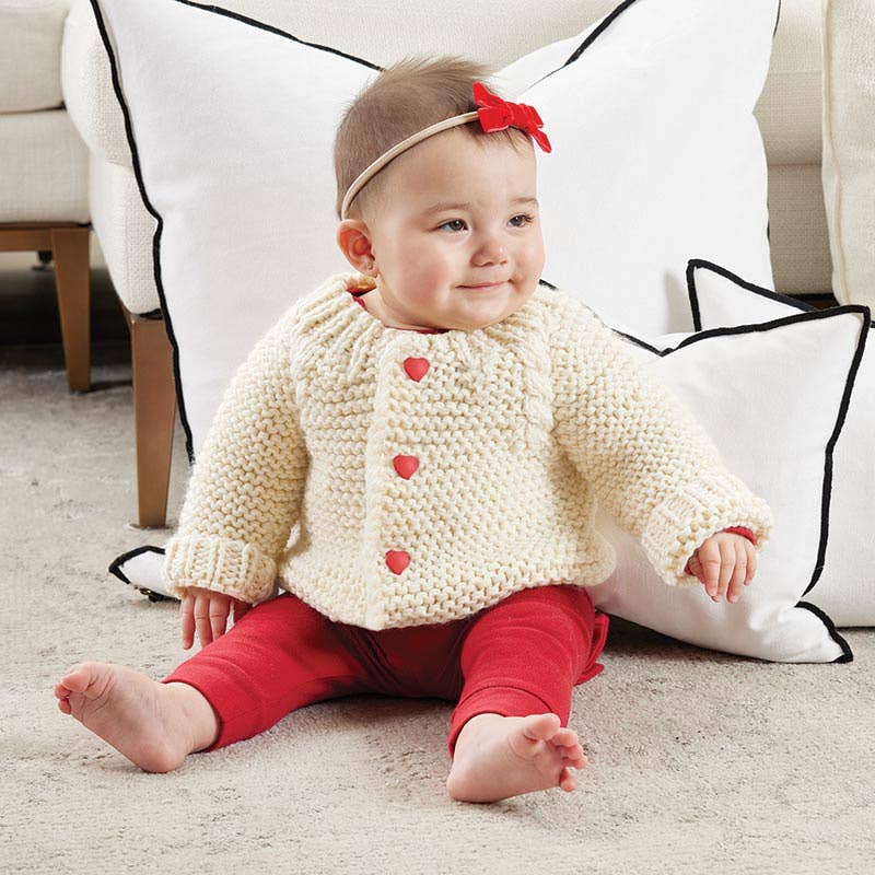 Cozy Knit Sweater - Heart Buttons 0-6 Mo - Image 4