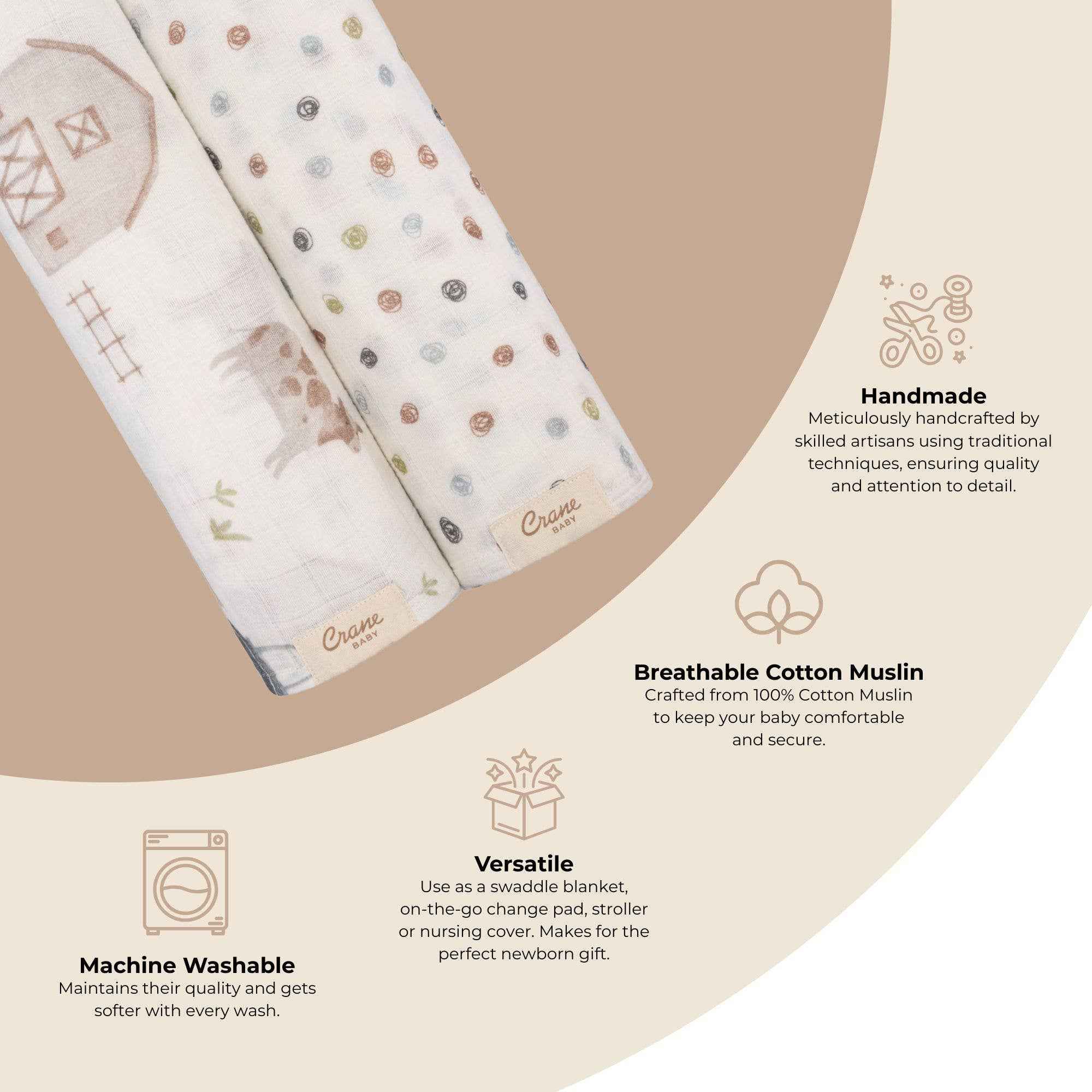 Charlie 2-pc. Farmhouse Tractor/Dot Swaddle Set - Image 4