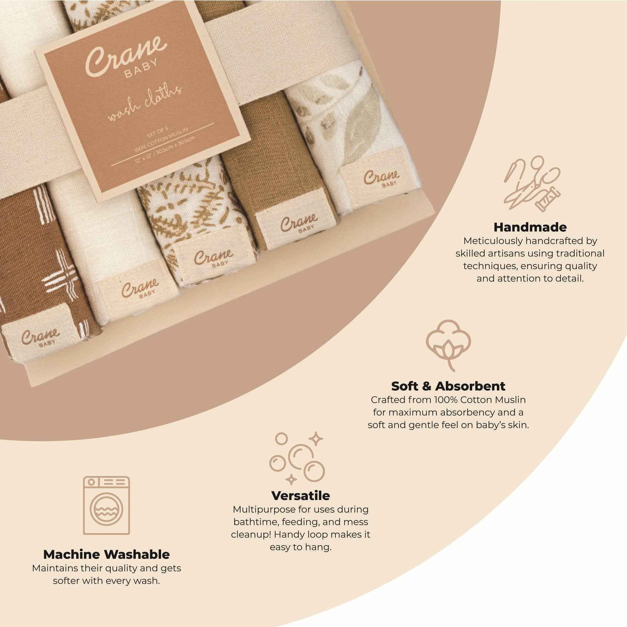 Kendi 5-pc. Wash Cloth Set (Safari Animal) - Image 3