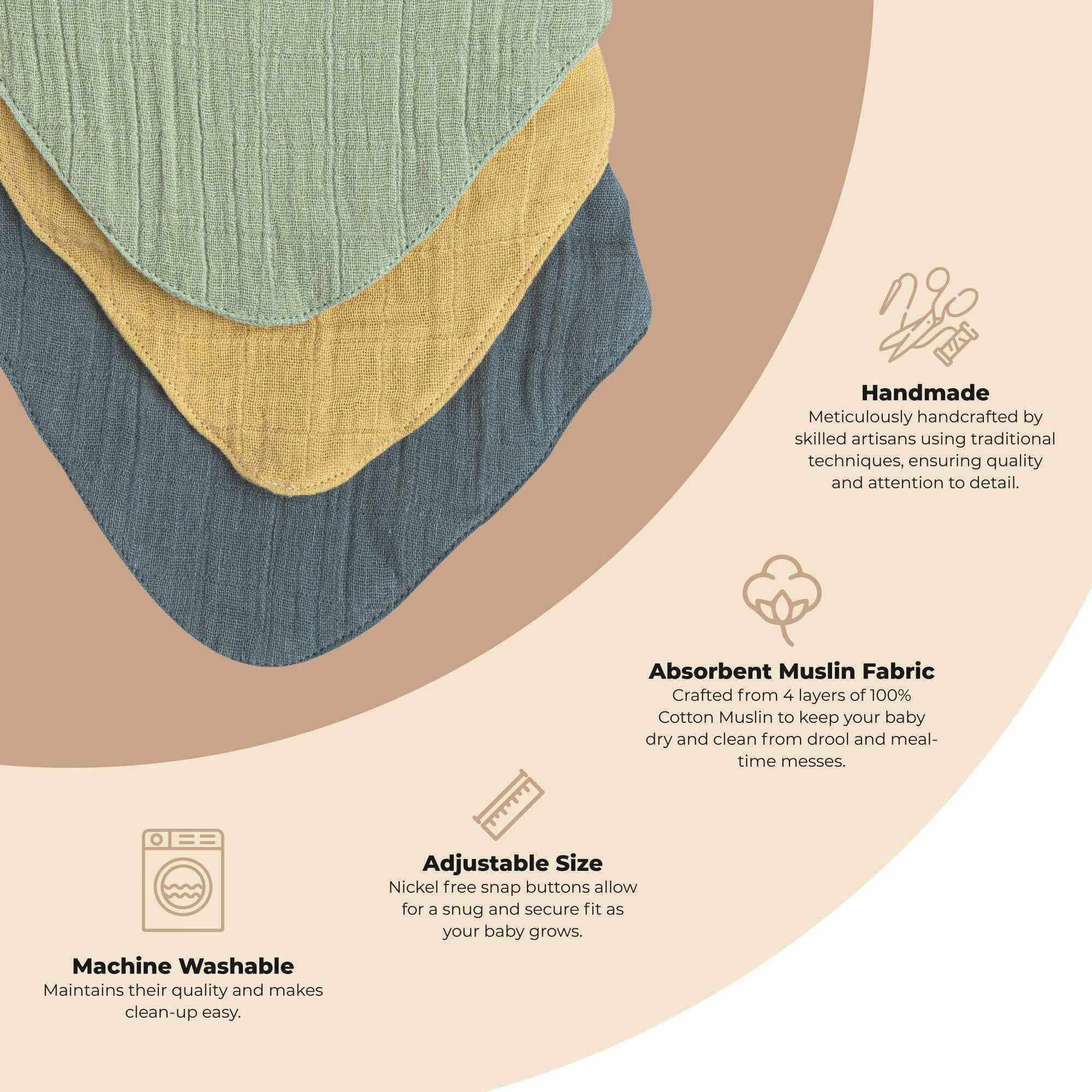 Muslin 3-Pc. Bib Set - River - Image 2