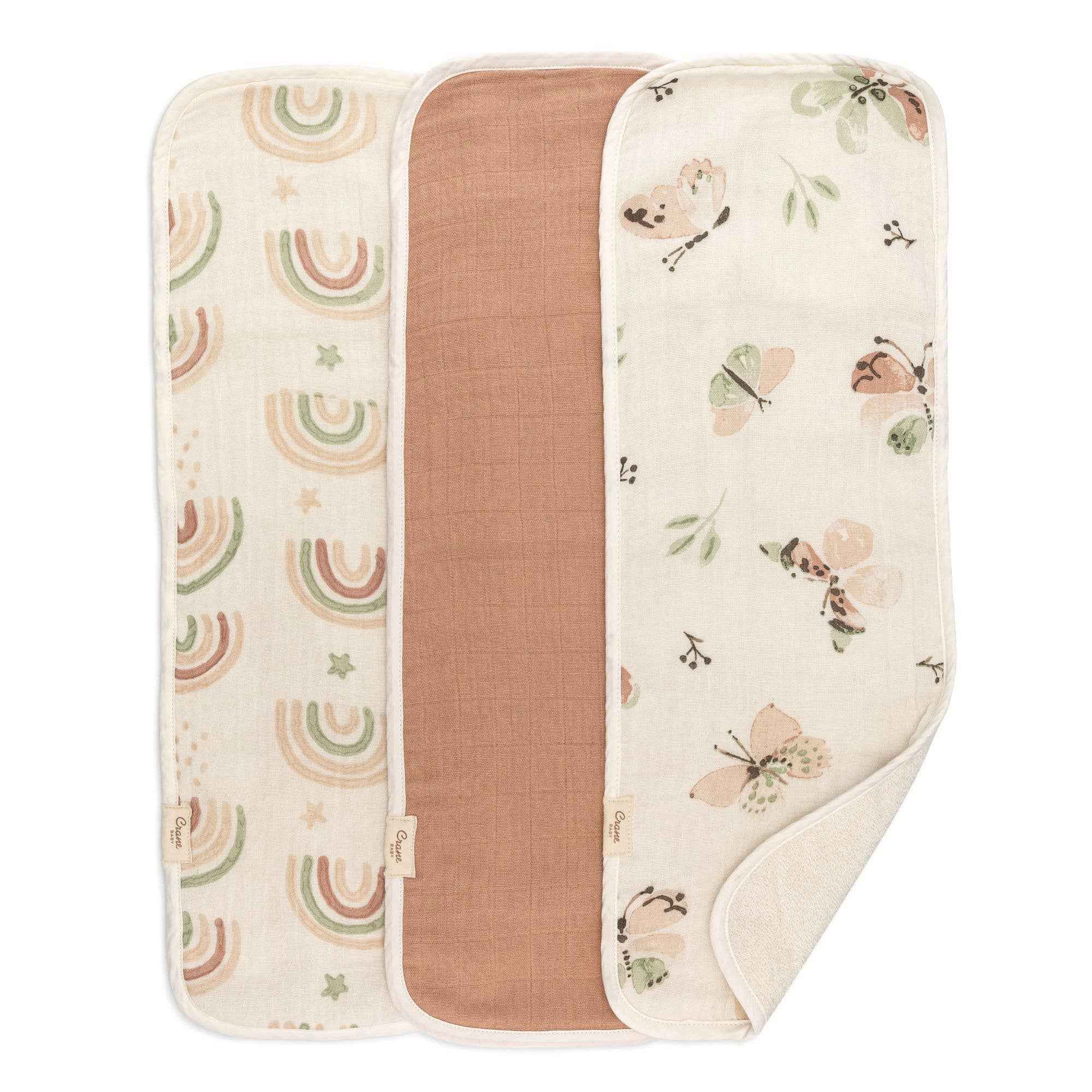 Parker 3-pc. Baby Burp Cloth Set (Rainbow/Butterfly)