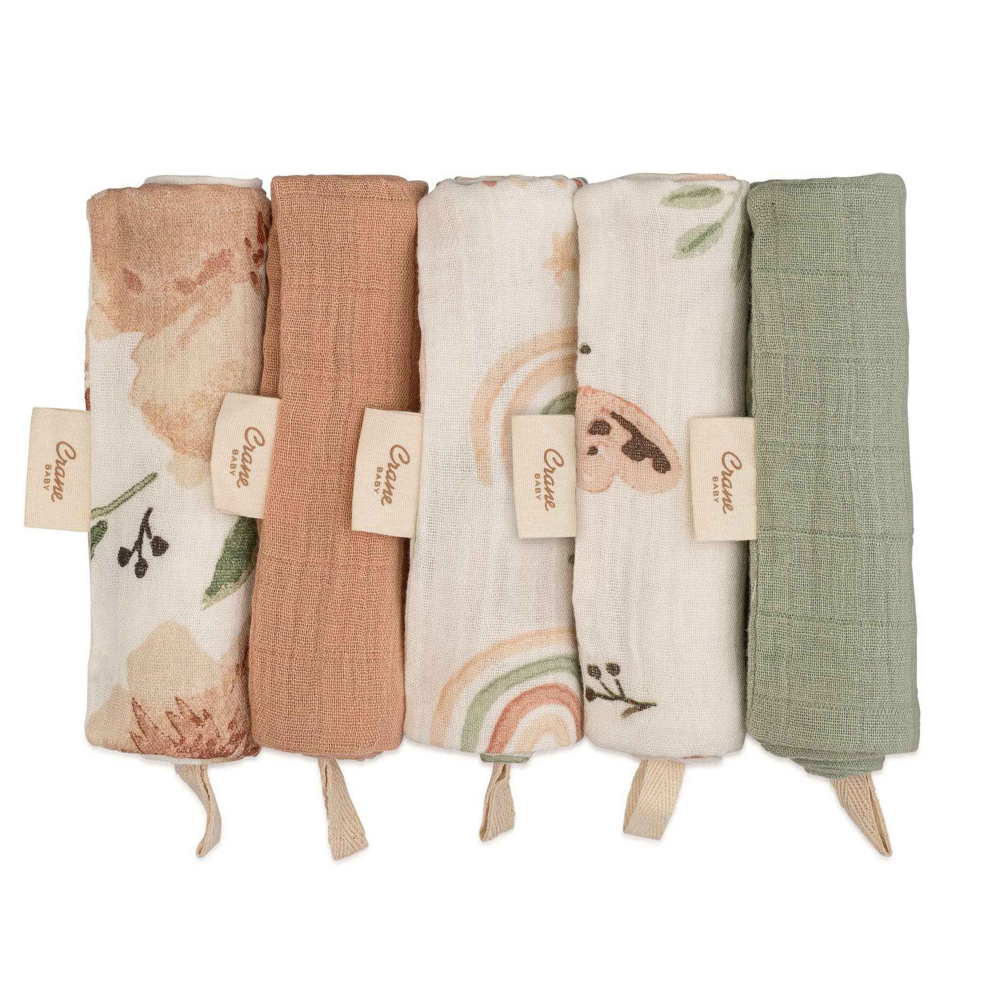 Parker 5-pc. Baby Wash Cloth Set (Pink Floral) - Image 2