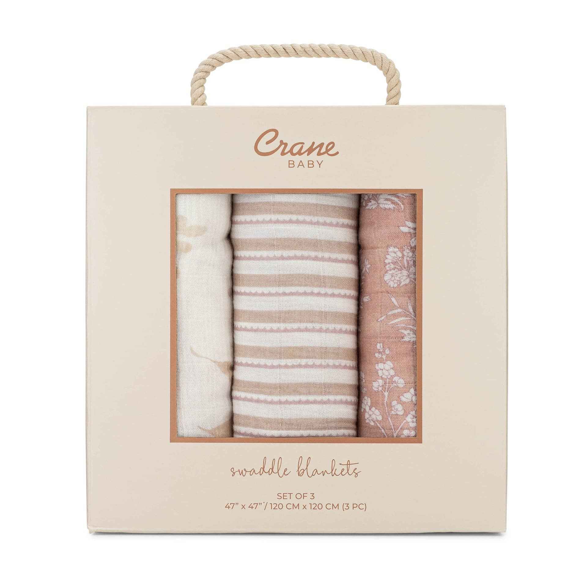 Violet Floral 100% Cotton Muslin Swaddle Blankets (Set of 3) - Image 9