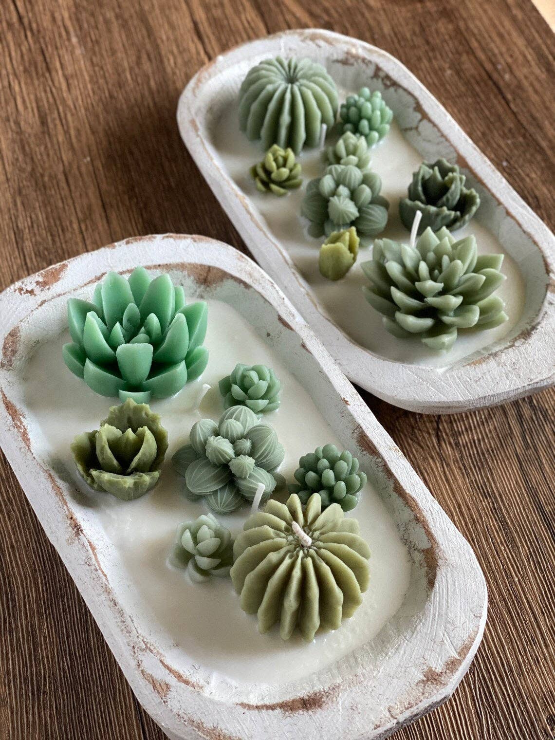 Scented Cactus Garden Candle in Wooden Bowl - Image 4