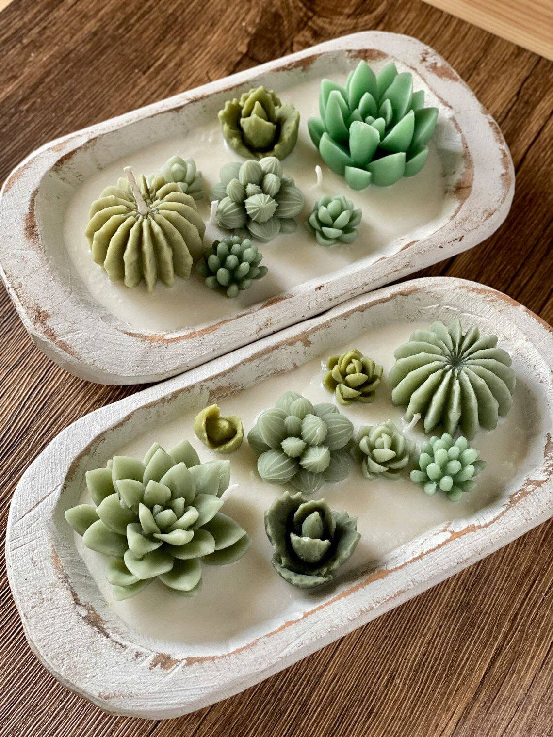 Scented Cactus Garden Candle in Wooden Bowl - Image 6
