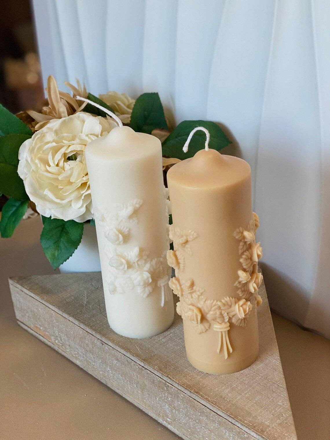 Floral Pillar Soy Wax Scented Candle - Image 2