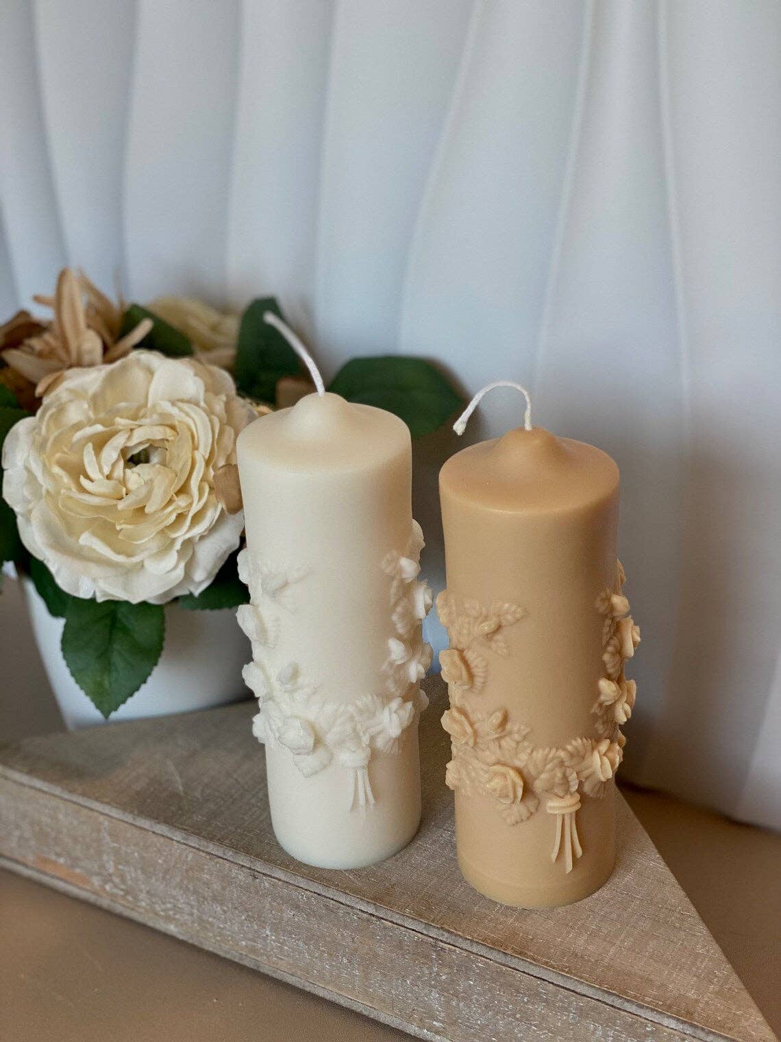 Floral Pillar Soy Wax Scented Candle - Image 3