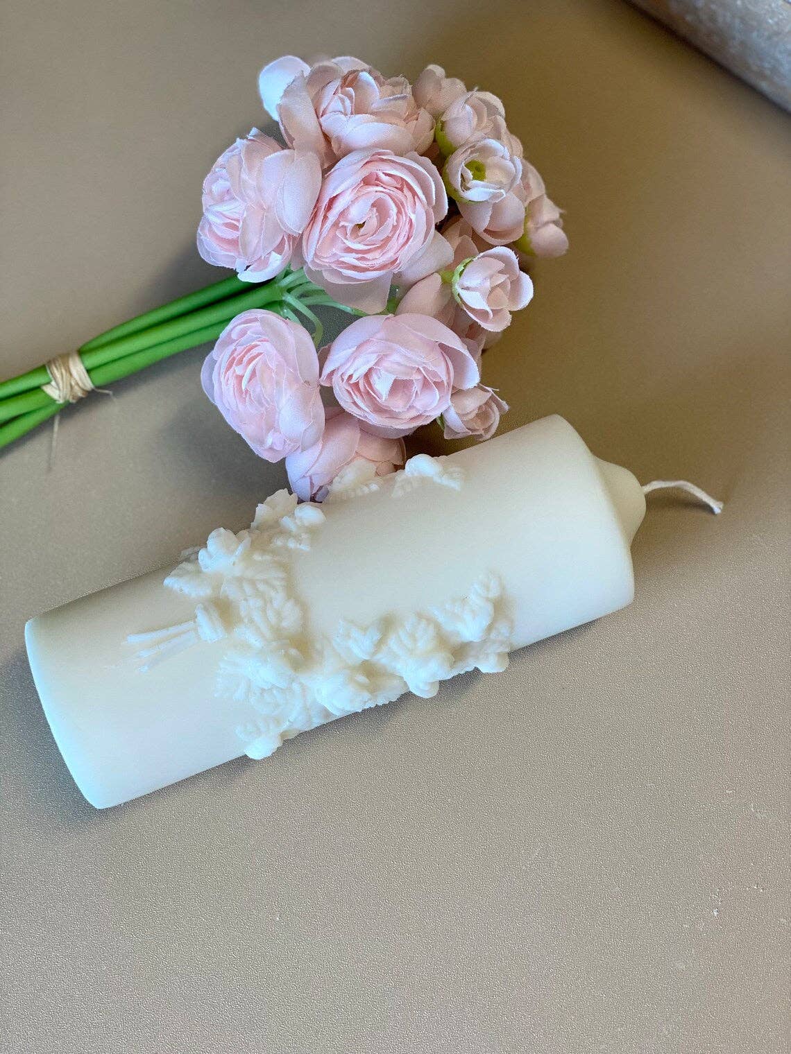 Floral Pillar Soy Wax Scented Candle - Image 4