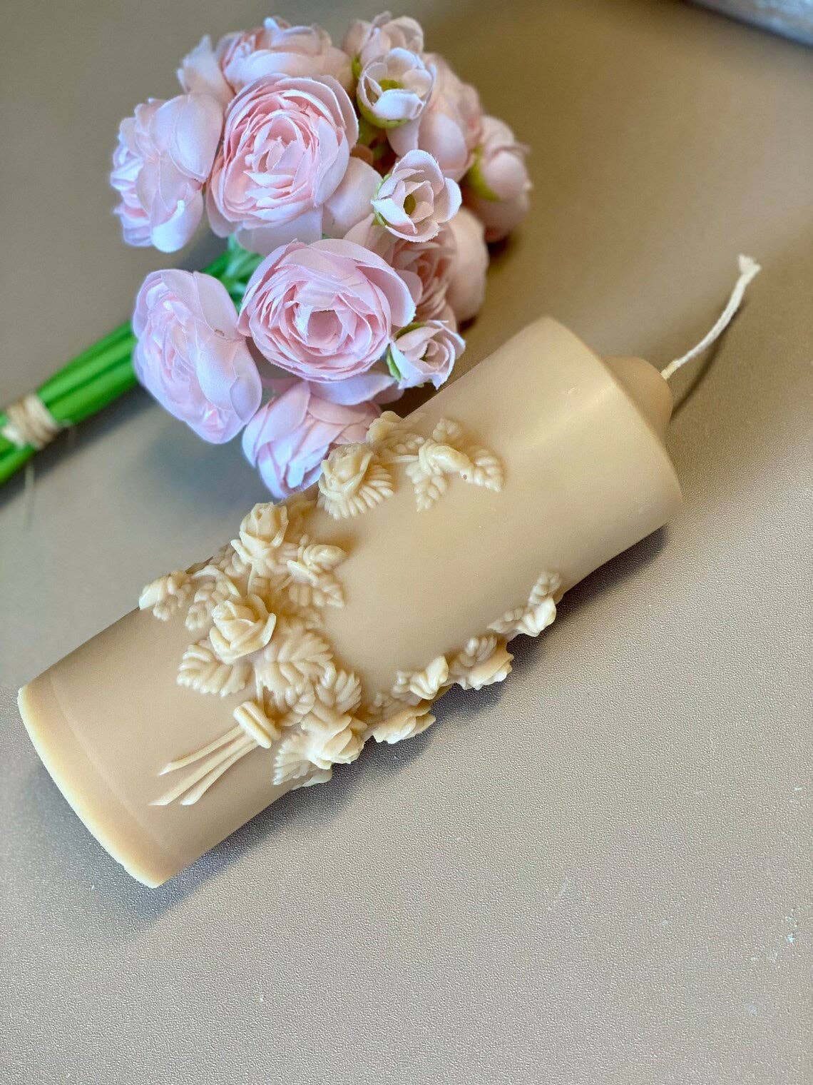 Floral Pillar Soy Wax Scented Candle - Image 5