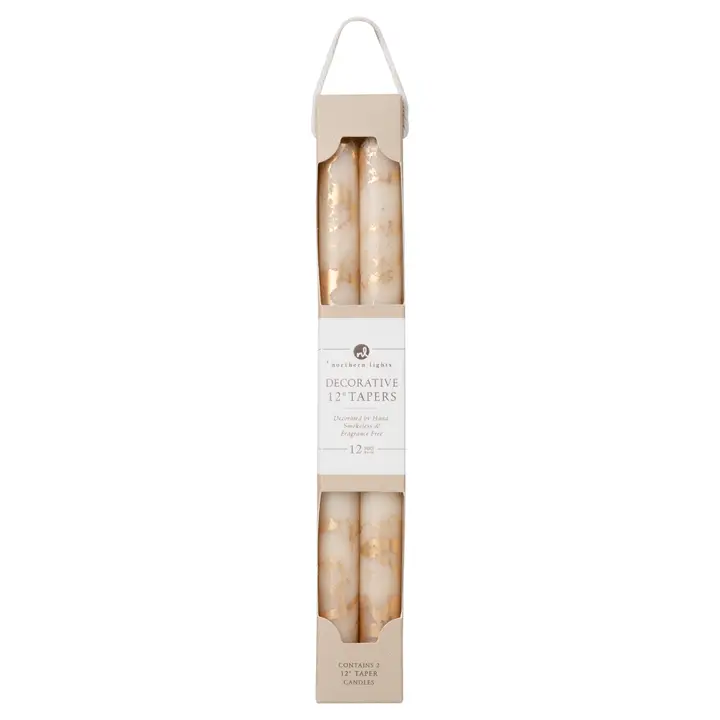 Cream W/Gold Taper - 12" 2pk