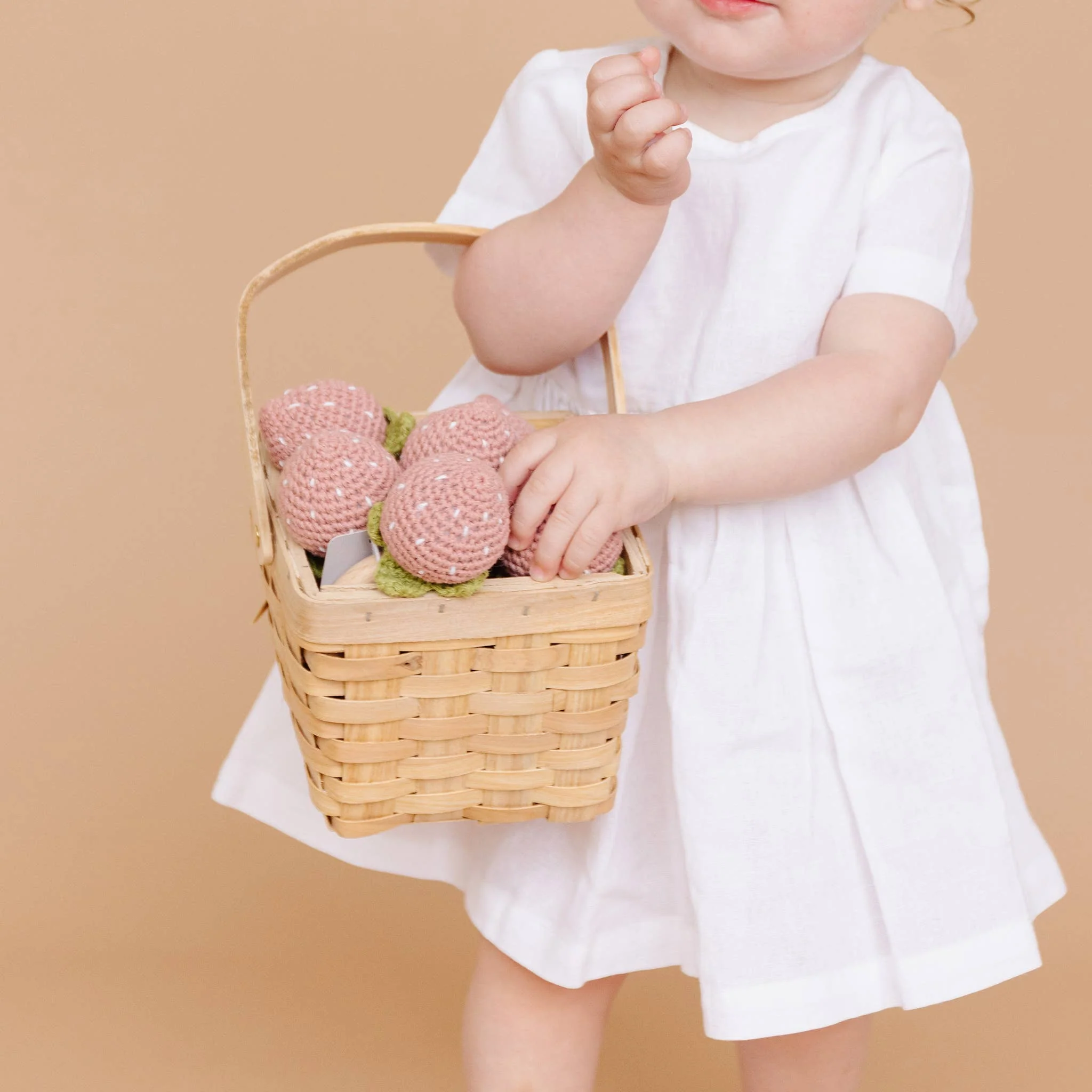 Crochet Rattle Teether Strawberry Pink Baby Toy Spring Summe - Image 5