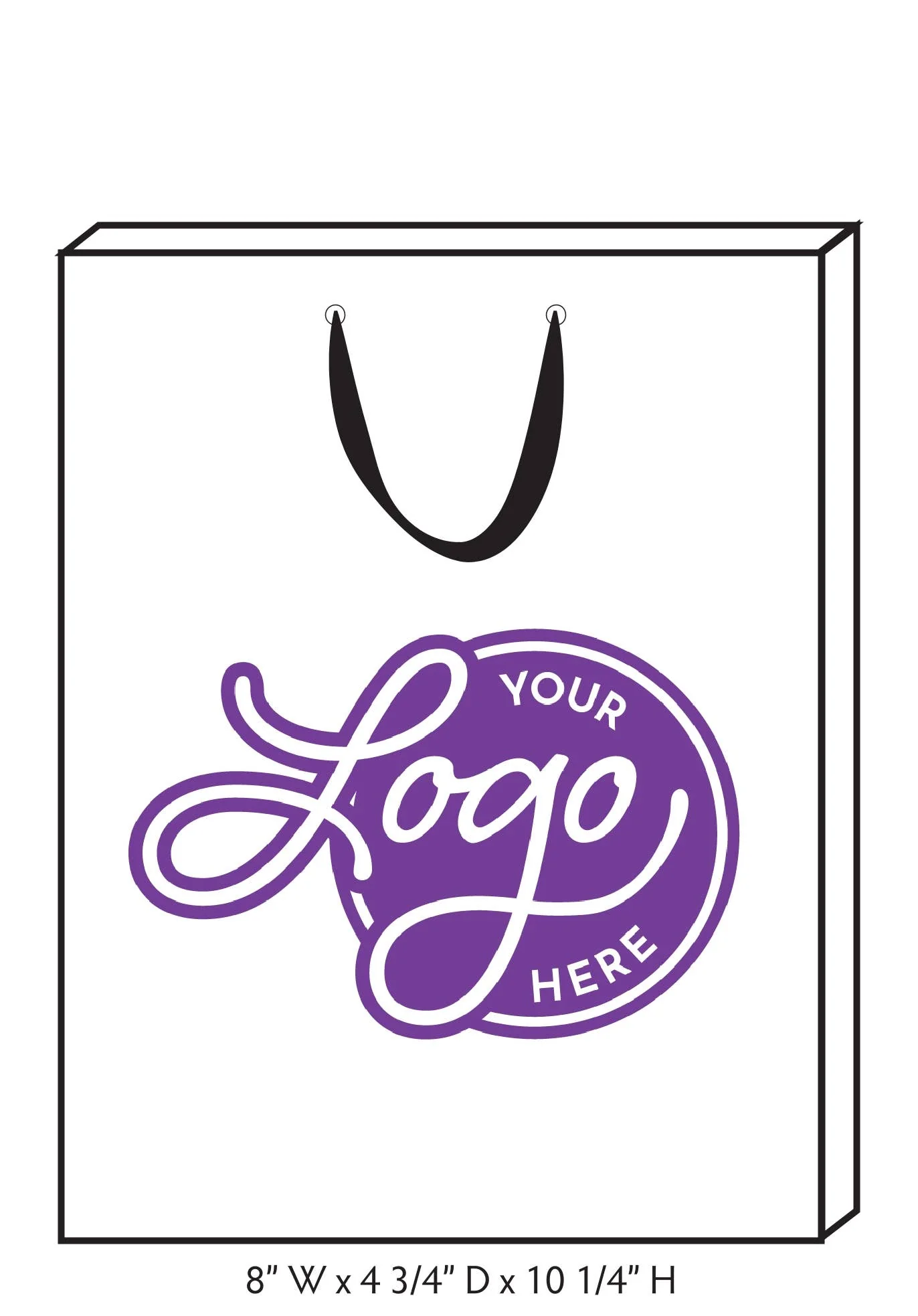 Custom Logo Ribbon Handle Bags w/Color Ink: White/White / 100 / Large - Image 2