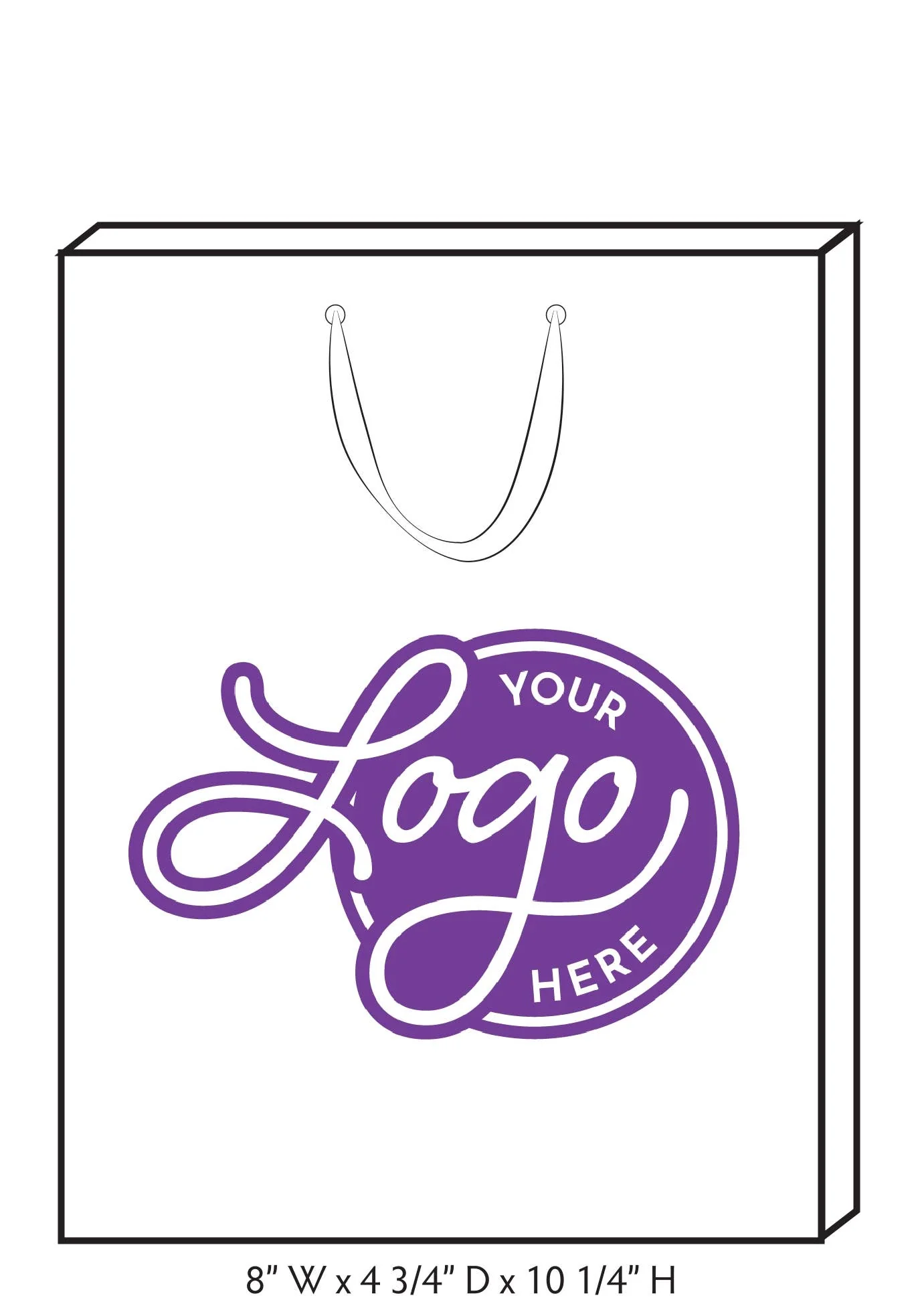 Custom Logo Ribbon Handle Bags w/Color Ink: White/White / 100 / Large - Image 6