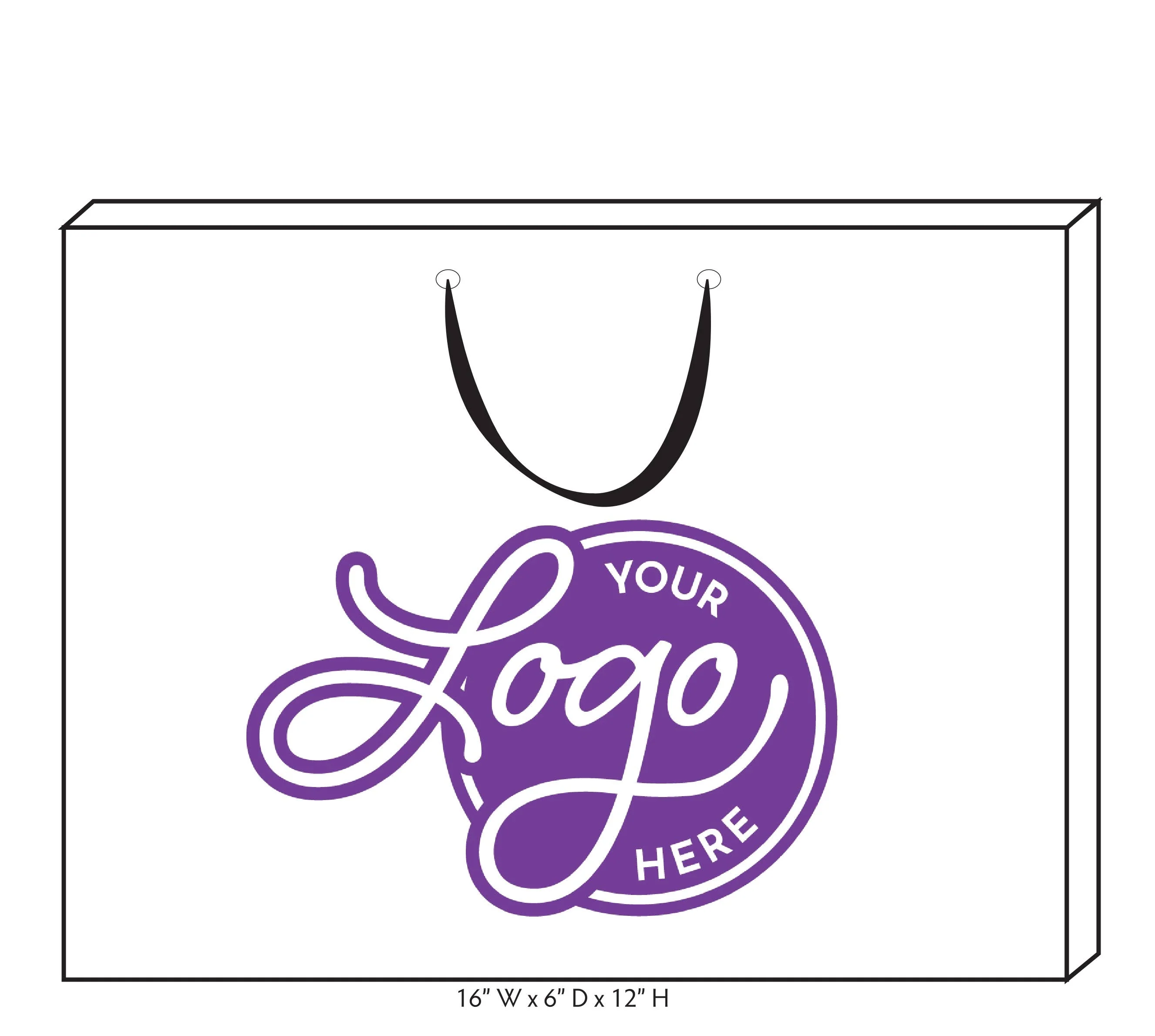 Custom Logo Ribbon Handle Bags w/Color Ink: White/White / 100 / Medium - Image 3