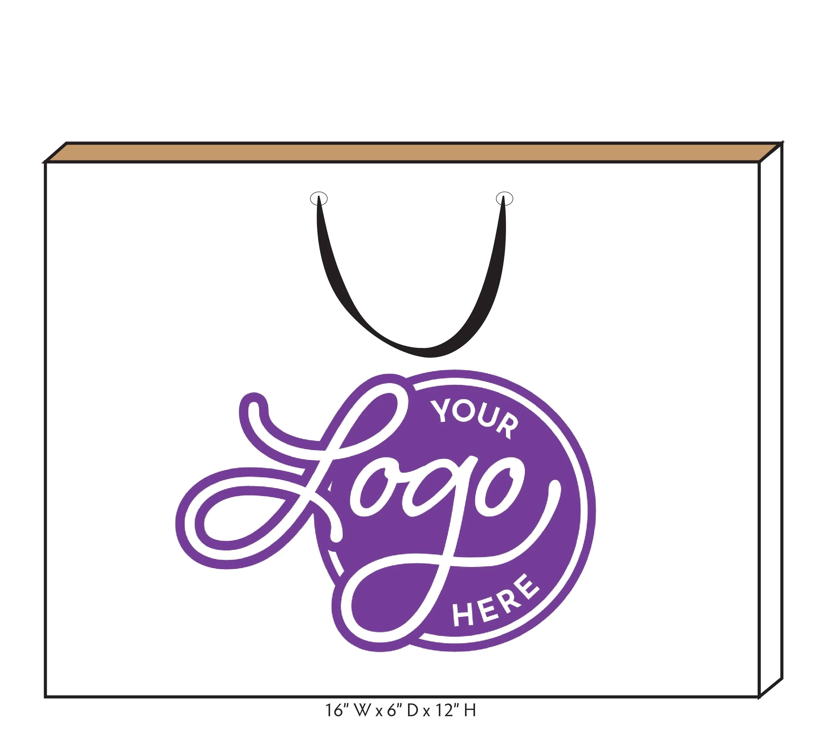 Custom Logo Ribbon Handle Bags w/Color Ink: White/White / 100 / Medium - Image 8