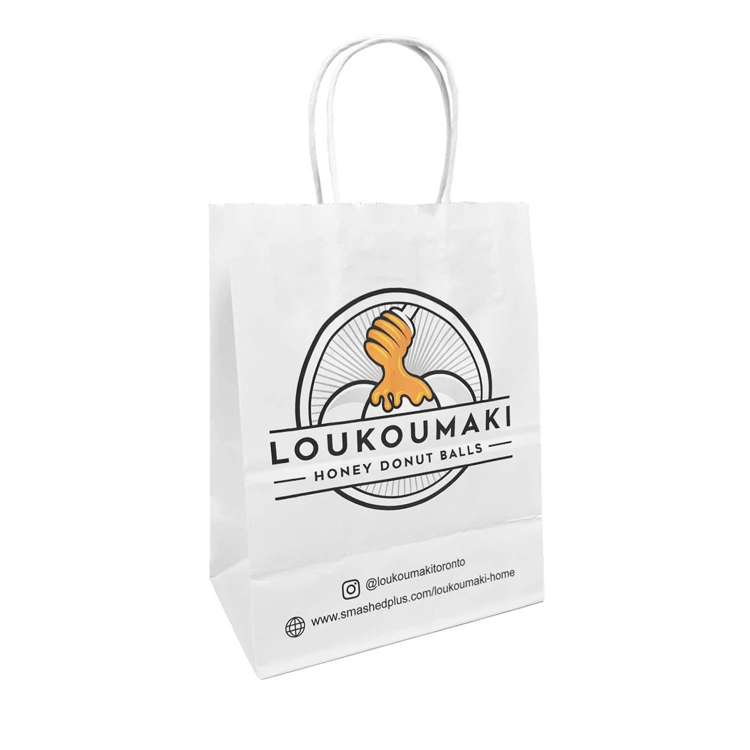 Custom Print Cub 8x4.75x10.25 White Paper Bags: 250 bags - $0.67/pc / 1 side print (front) - Image 3