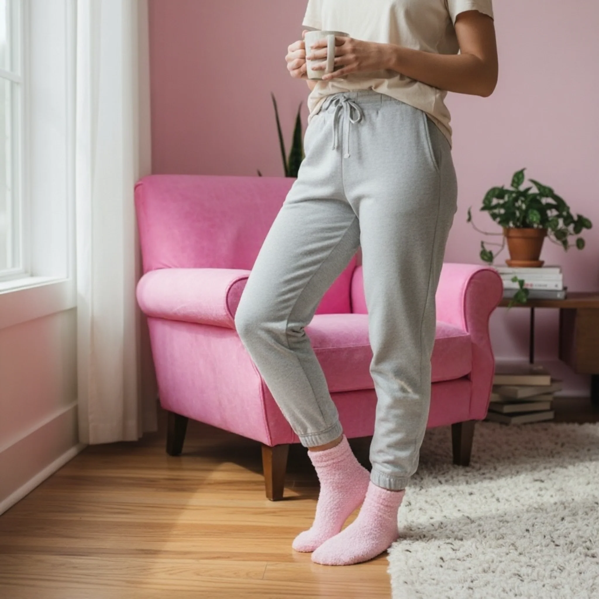 Dabble Doll - Pink Cozy Socks with Ribbon - Image 2