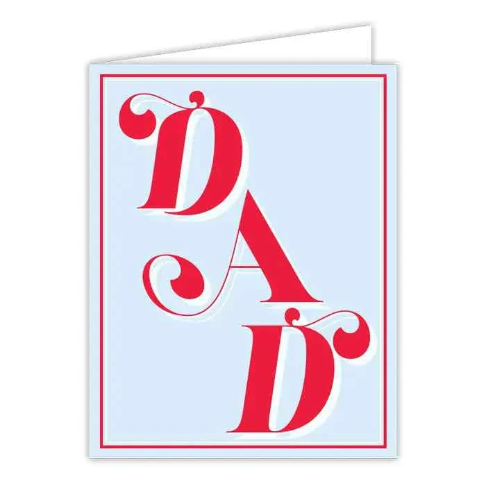 Dad Blue and Red Graphic Letters Greeting Card