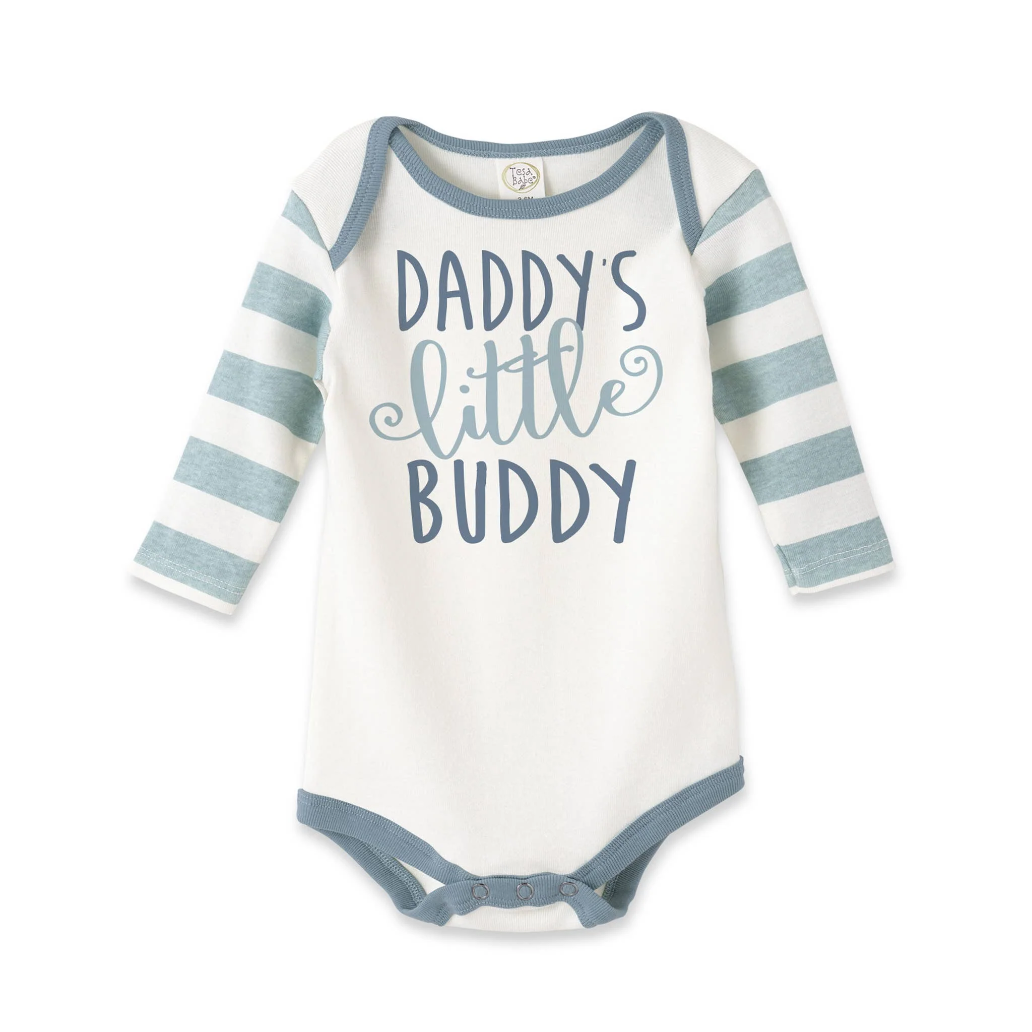 Daddy's Little Buddy Boy Cotton Aqua Stripe Bodysuit