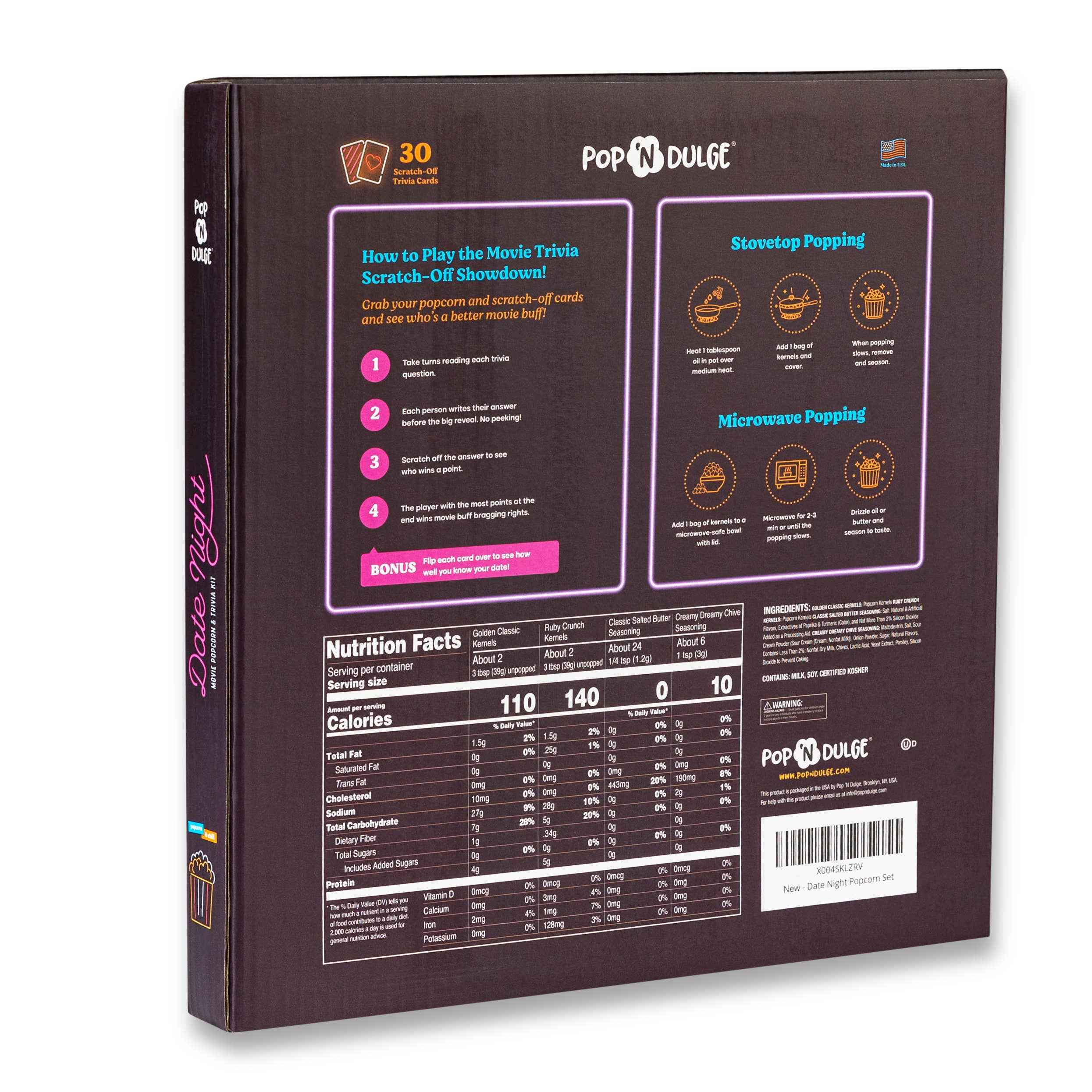 Date Night Scratch-Off Cards Movie Trivia Popcorn Gift Set - Image 3