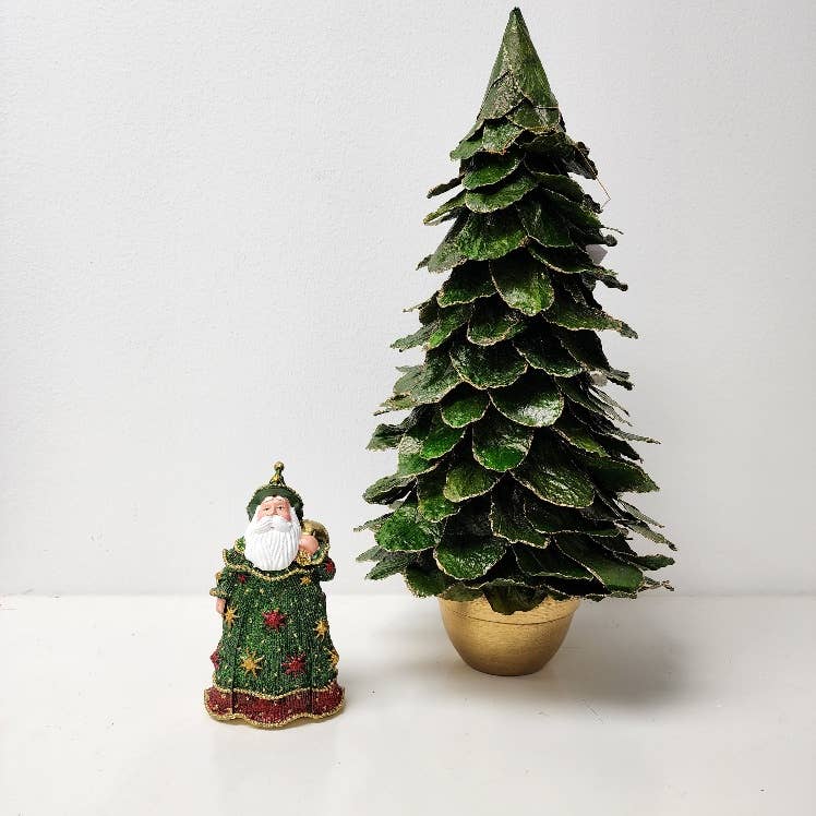 Dekorasyon Gifts  Decor - 7.5" Neo Starburst Tabletop Santa (Trad. Green) - Image 3