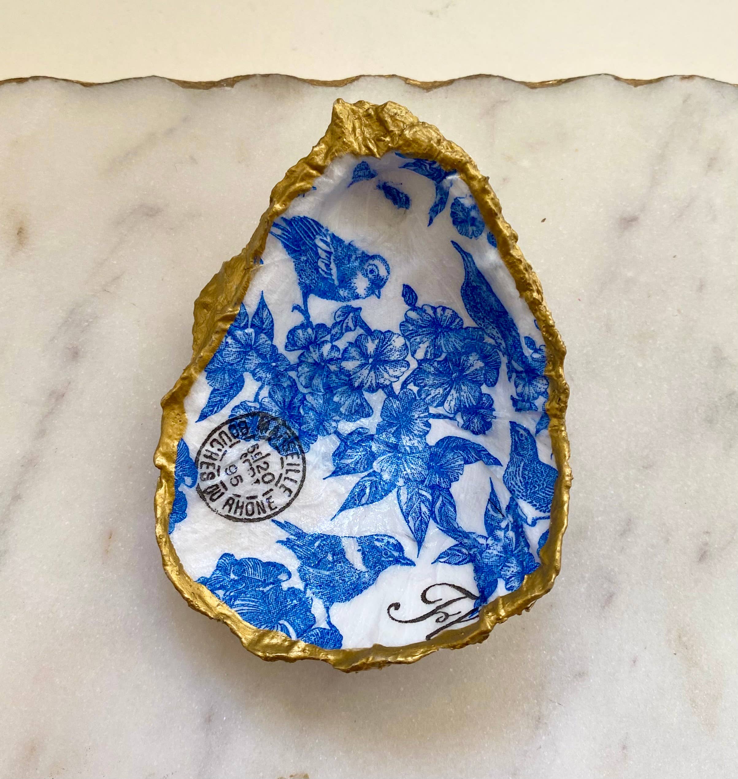 Blue Bird Oyster Shell Jewelry Dish - Image 2