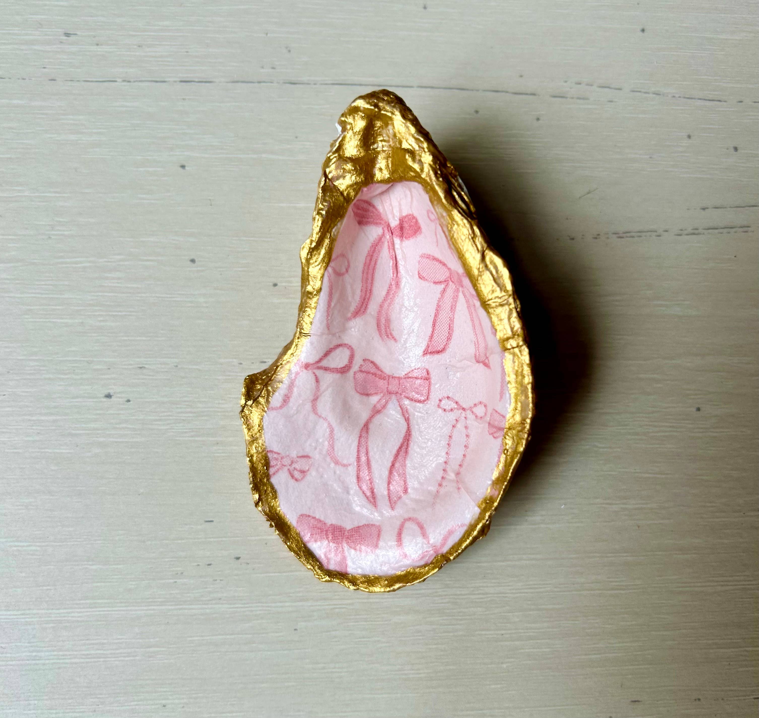Pink Bow Oyster Shell Jewelry Dish - Image 3