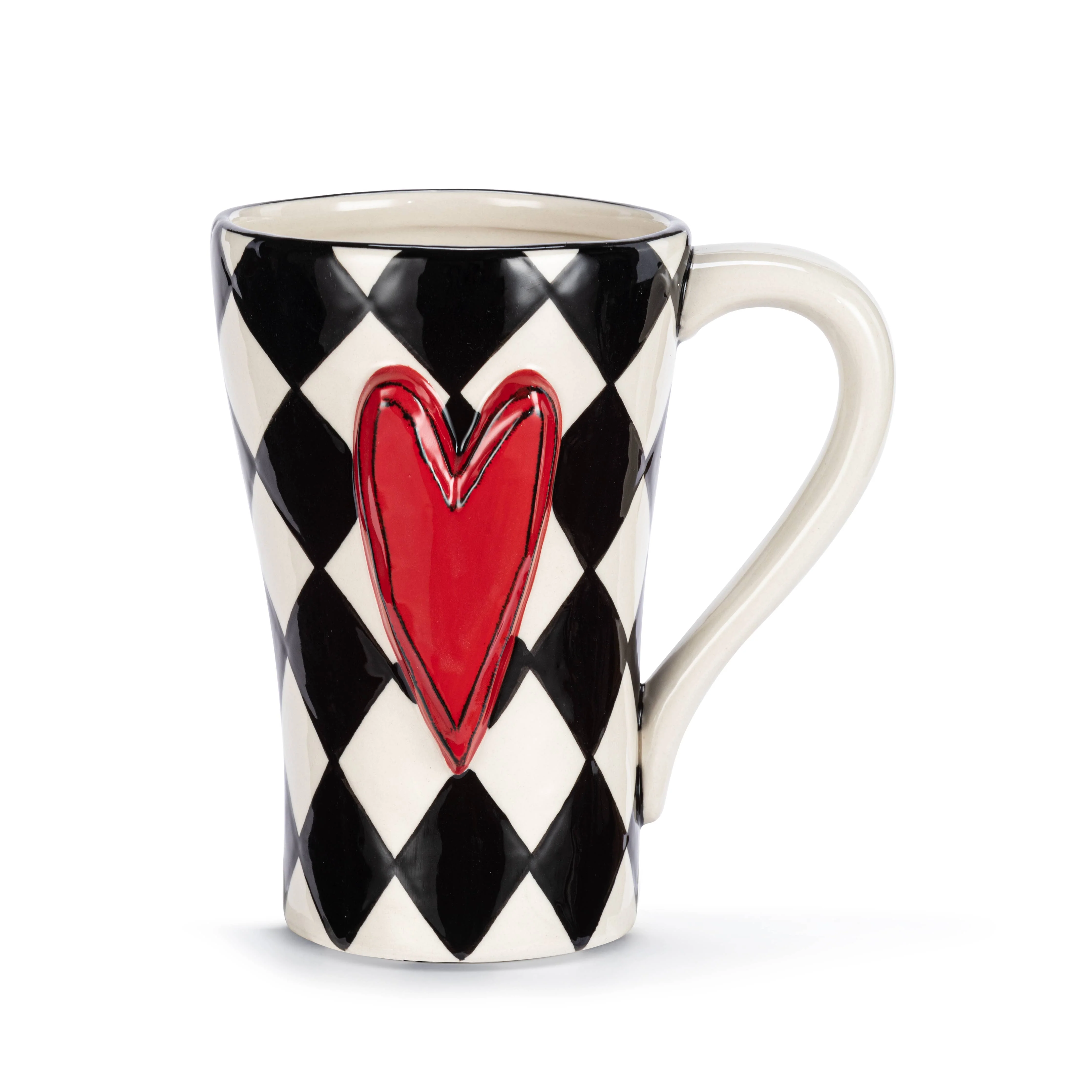 Diamond Checker Red Heart Mug - 15oz