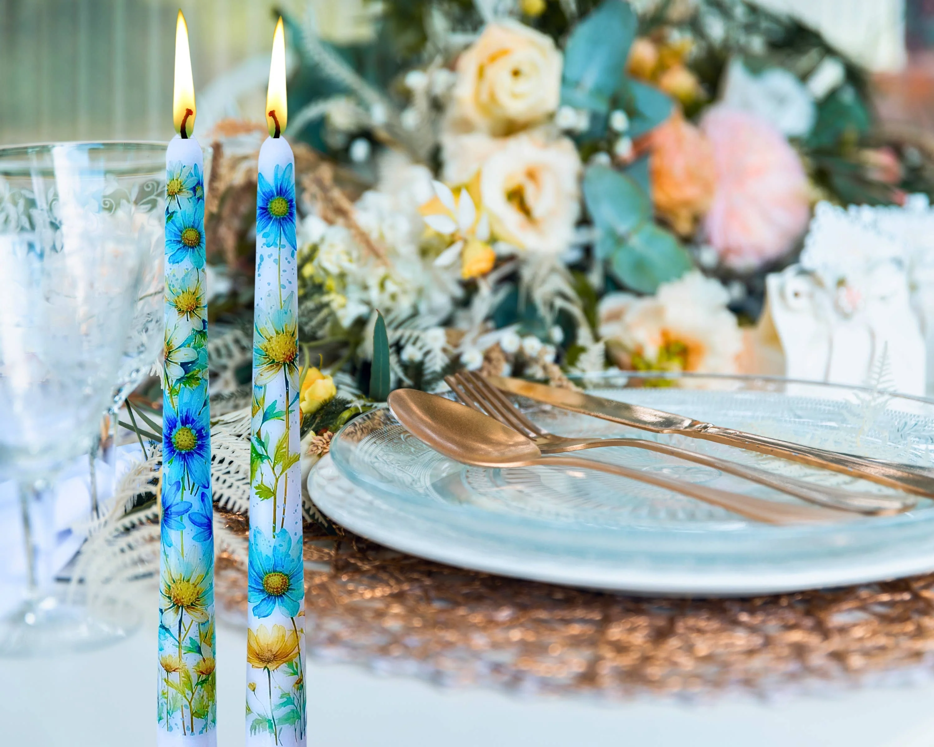 Blue Daisy Taper Candle Home Decor and Gift - Image 5