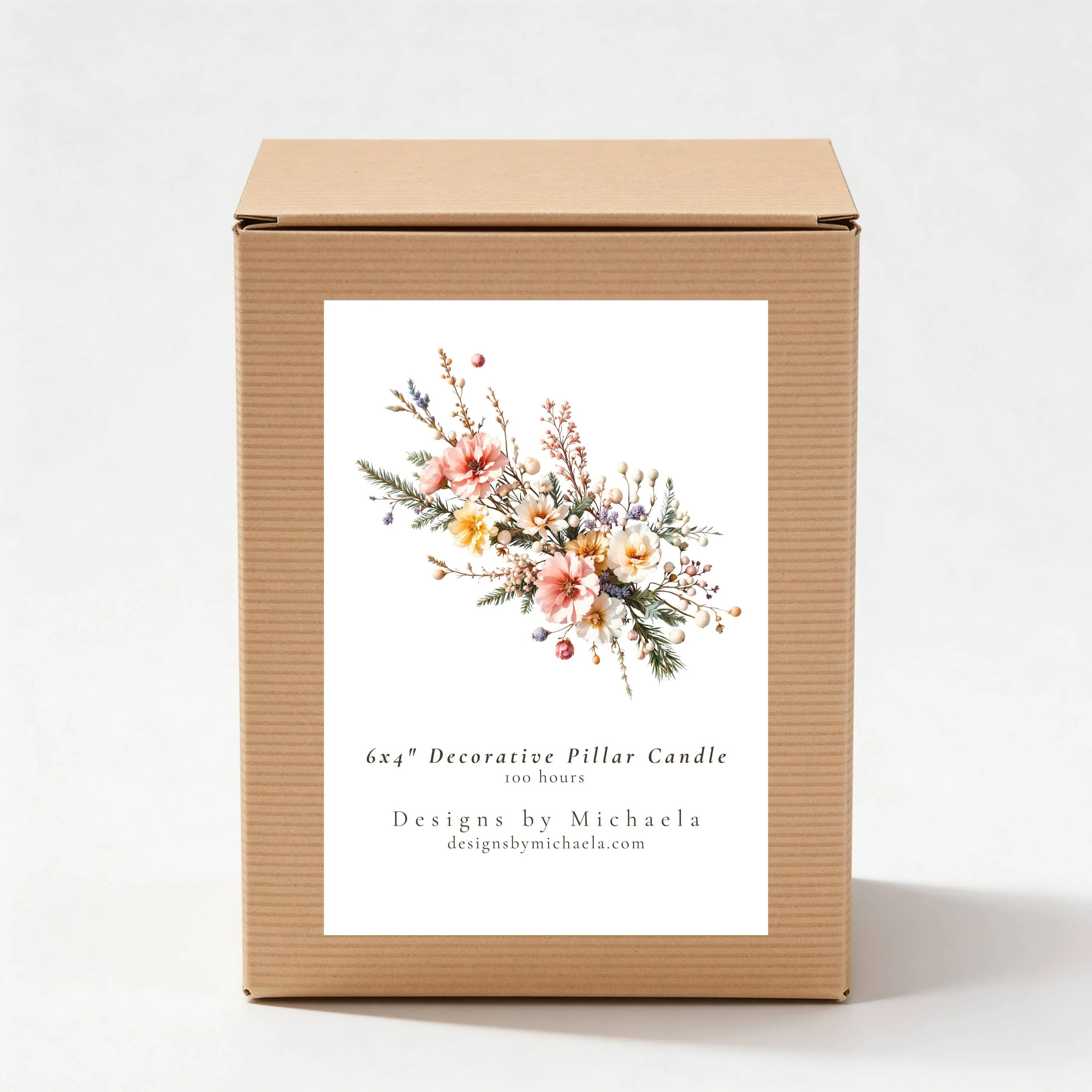 Blush Wildflower Floral Pillar Candle for Decor and Gifts - Image 4