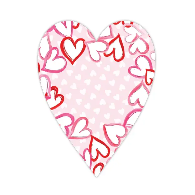Die Cut Accents Handpainted Pink & Red Hearts