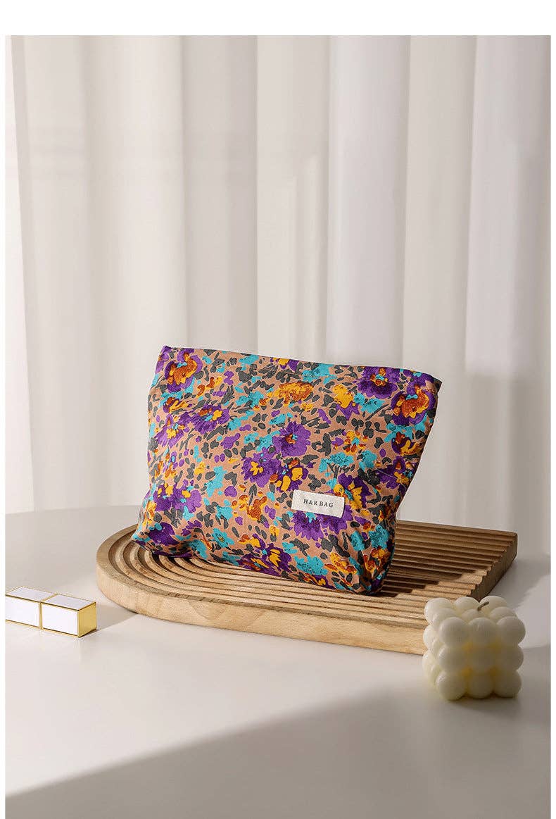 Colorful Floral Print Simple Cosmetic Bag DPB1012 - Image 6