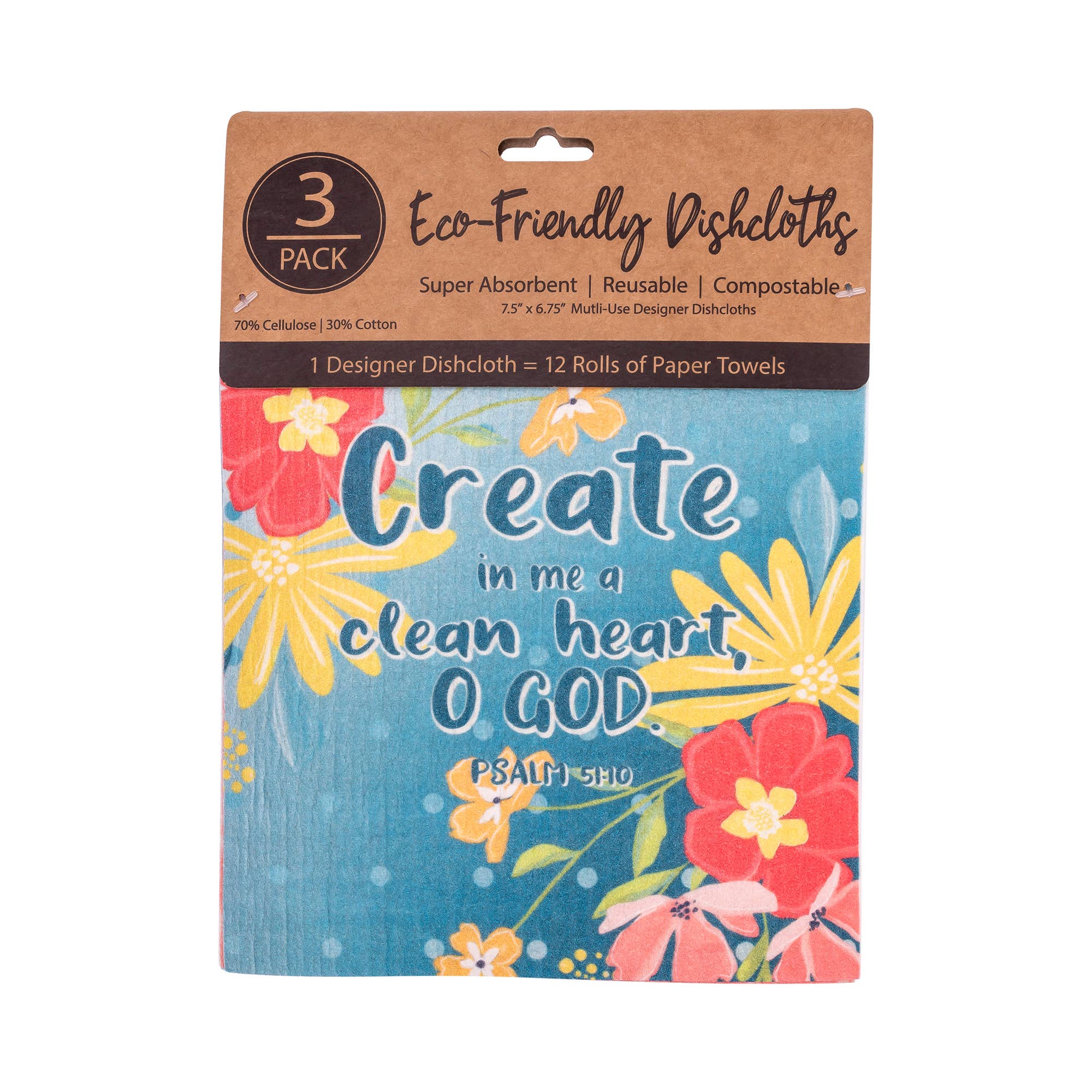 Divinity Boutique - ECO Friendly Dishcloth Set: A Clean Heart, Psalm 51:10 - Image 5