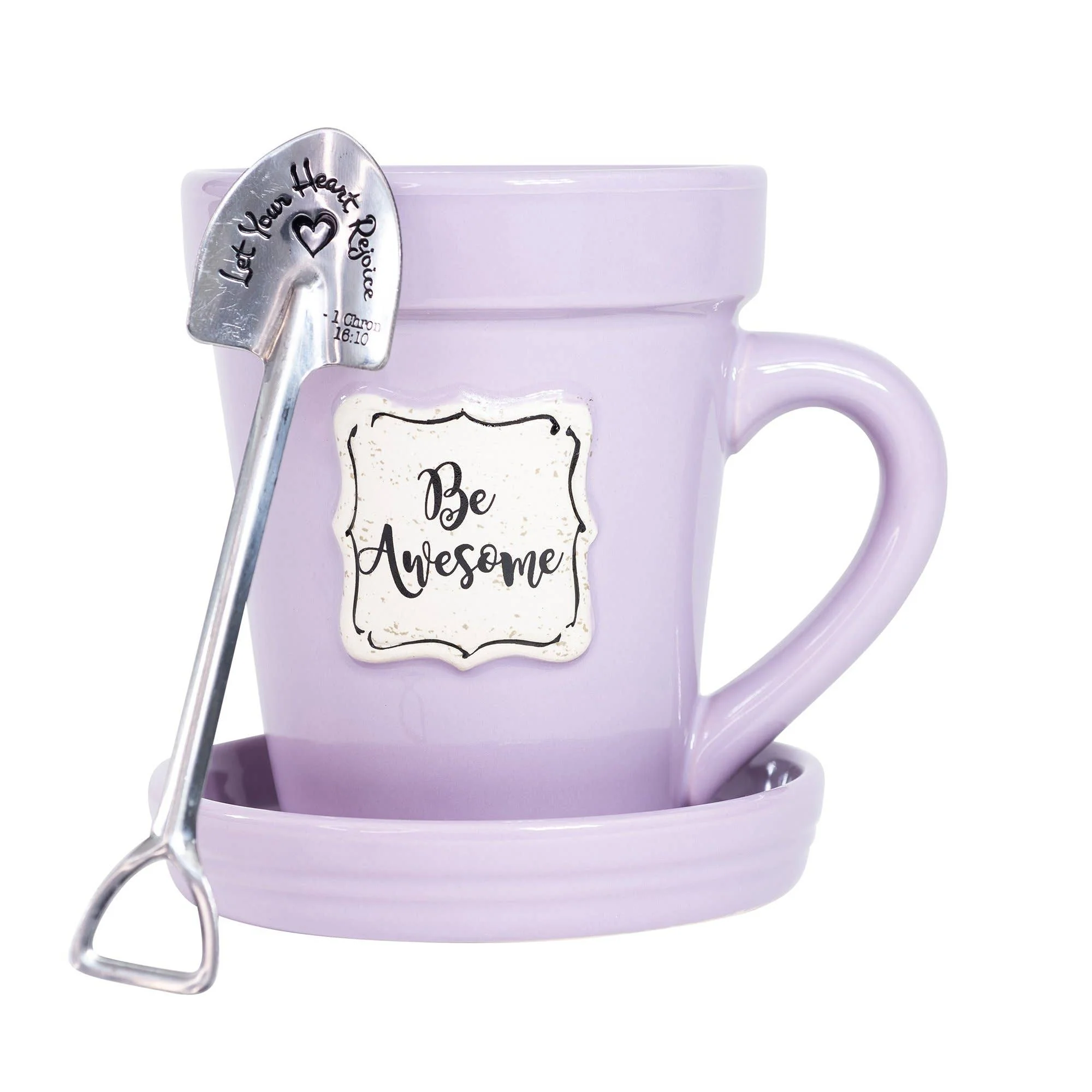 Divinity Boutique - Lilac Flower Pot Mug w/Scripture - Be Awesome