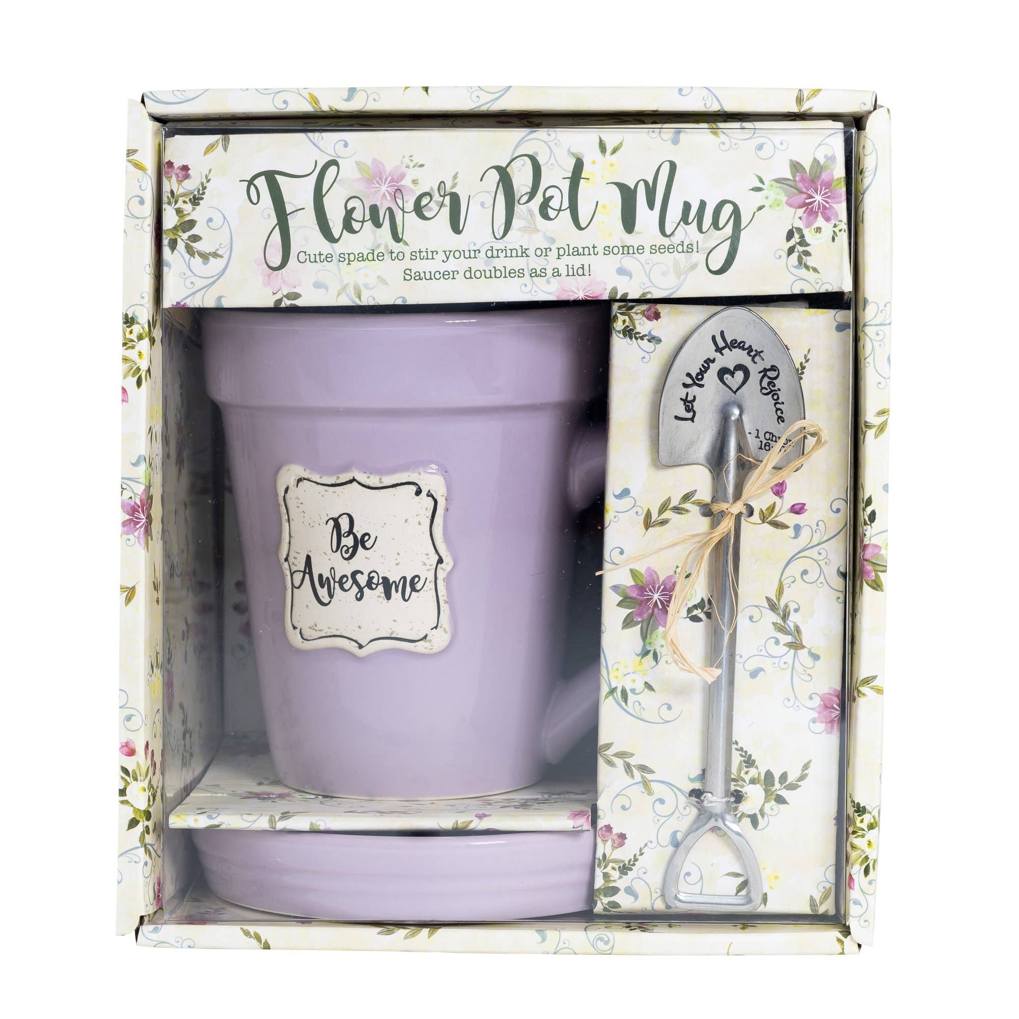 Divinity Boutique - Lilac Flower Pot Mug w/Scripture - Be Awesome - Image 5
