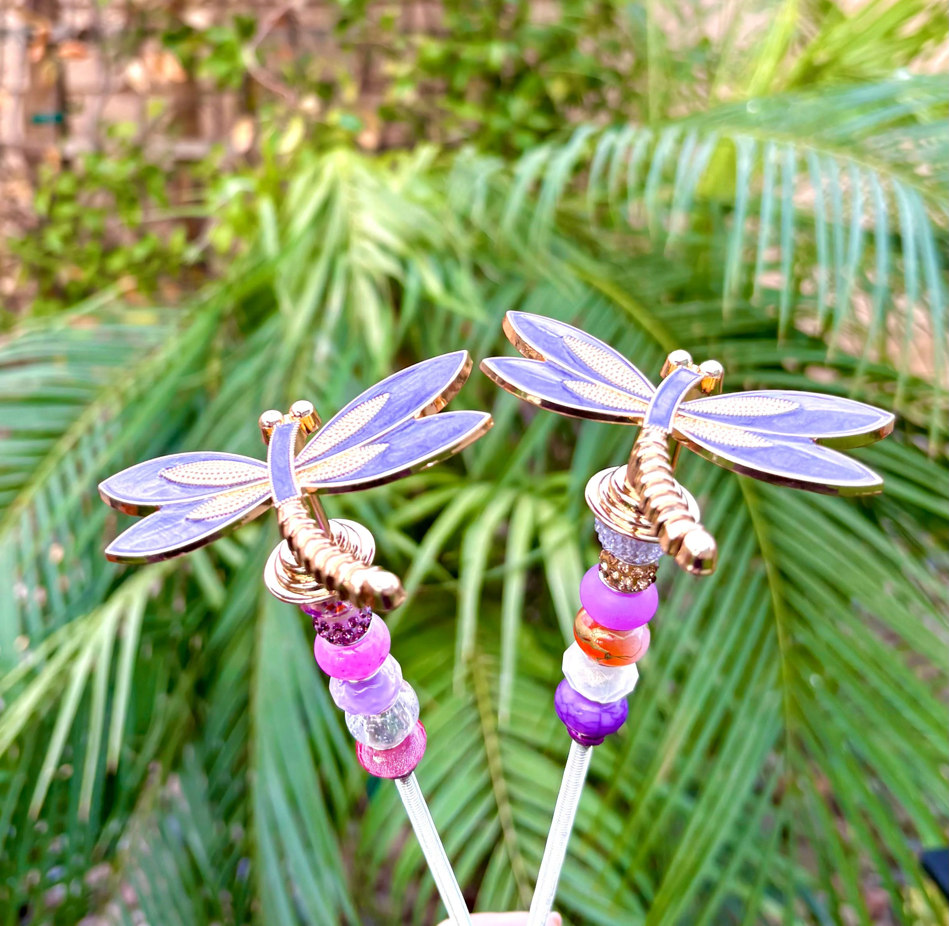Dragonfly Garden Plant Stakes Beaded: Green / 8 inch - Image 8