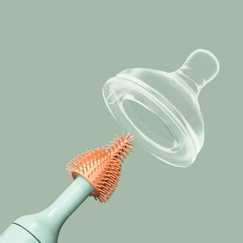 Electric Baby Bottle Brush _ 360° Rotating Cleaner Set: Green - Image 5