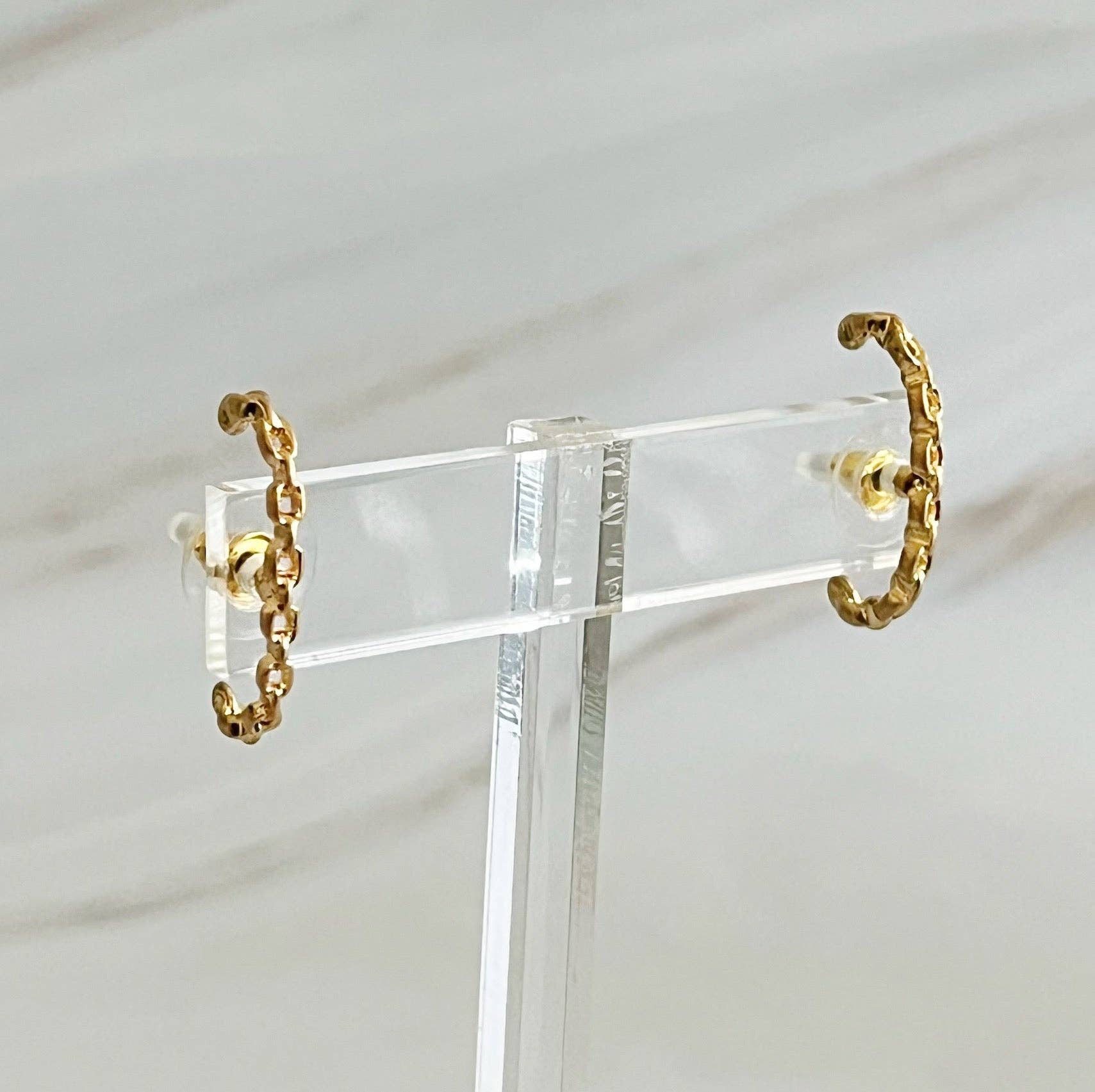 Chain C Shape Post Earrings - Image 2