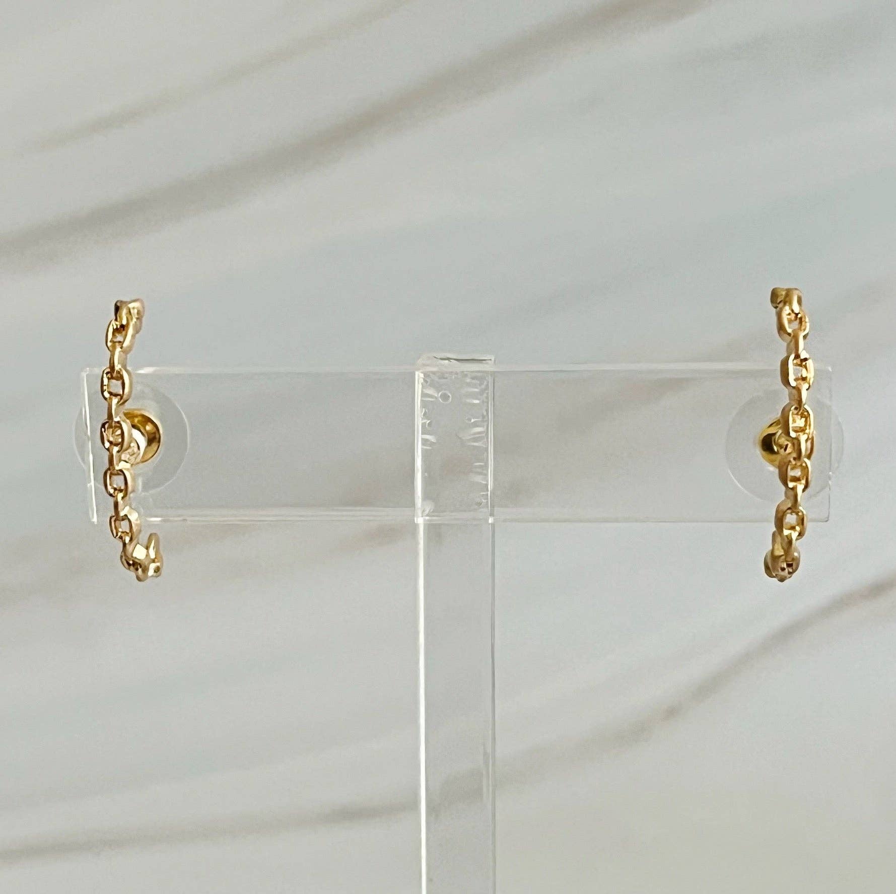 Chain C Shape Post Earrings - Image 3