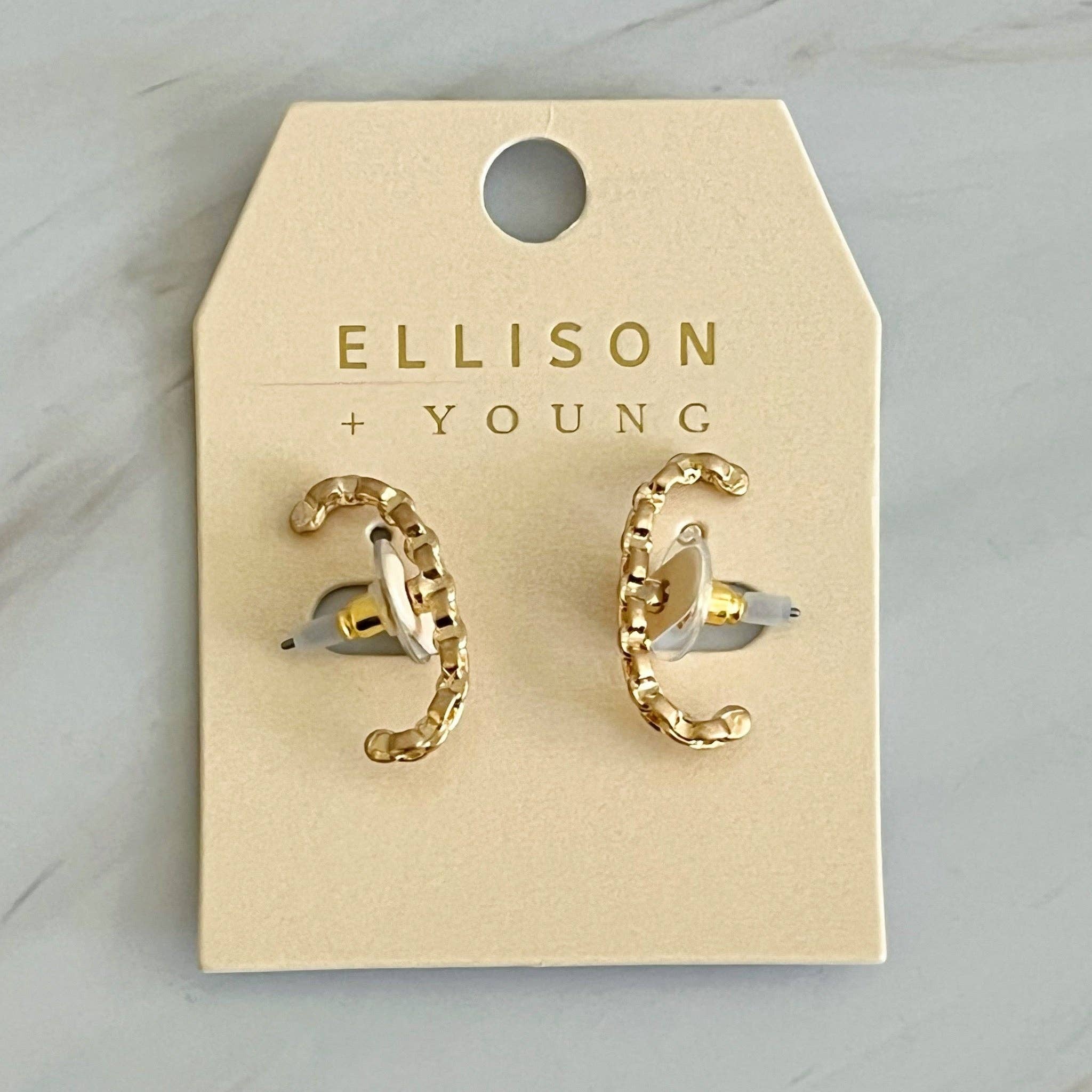 Chain C Shape Post Earrings - Image 5