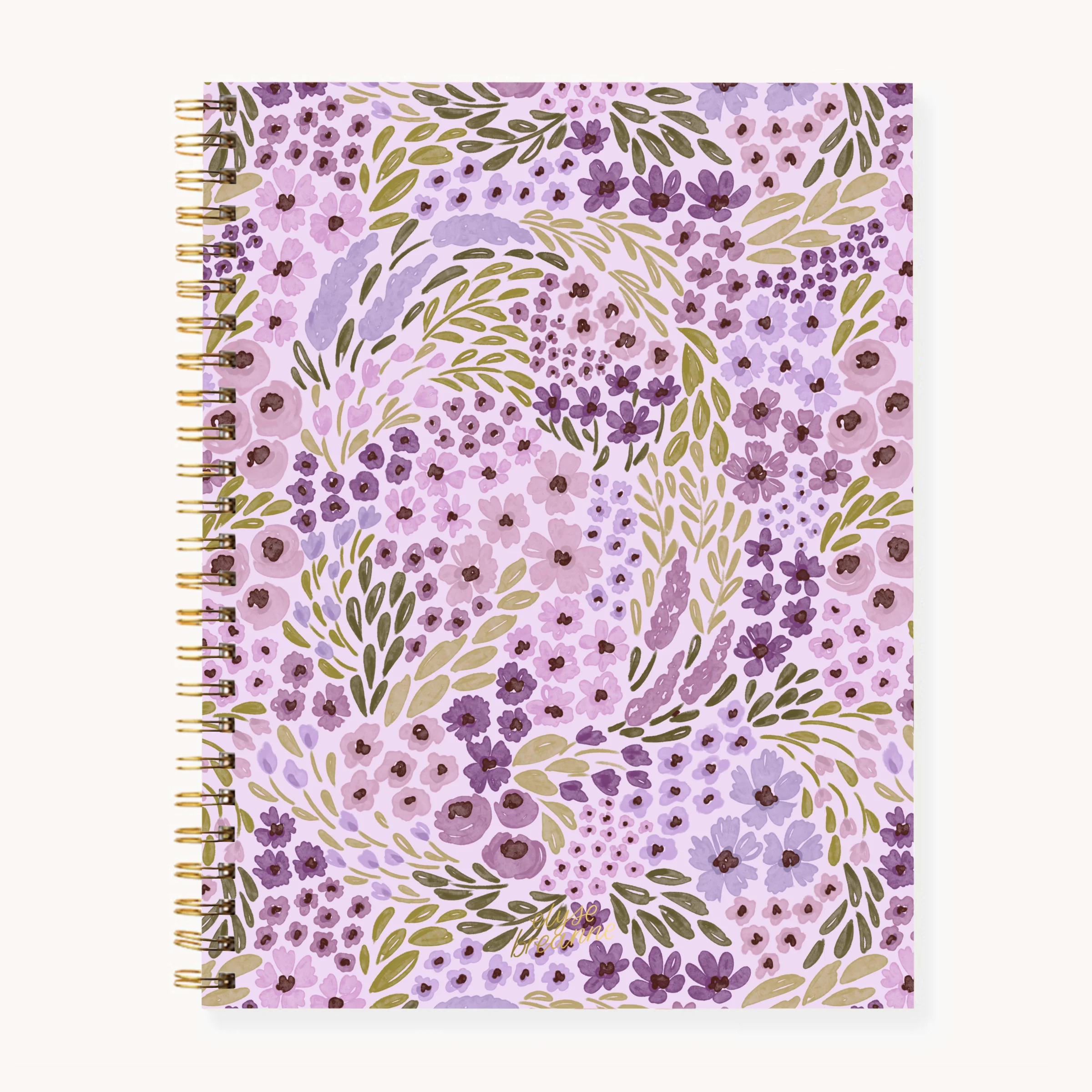 Elyse Breanne Design - Lilac Floral Softcover Spiral Notebook