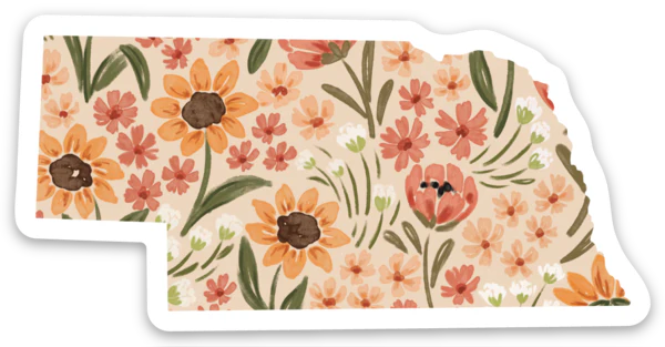 Nebraska Floral State Sticker - Image 2