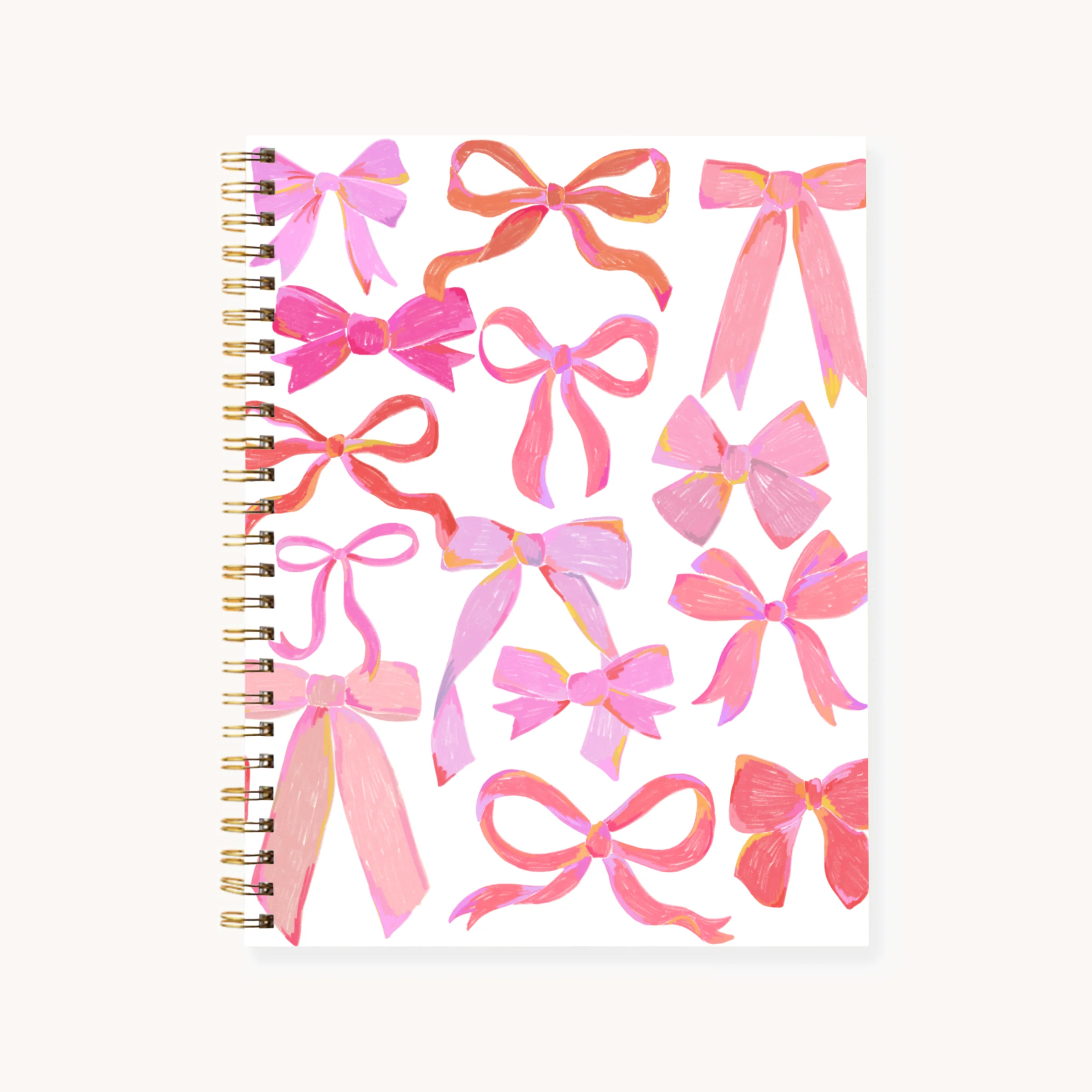 Elyse Breanne Design - Pink Bows 7x9 Hardcover Spiral Notebook - Image 2