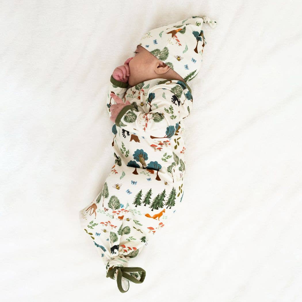 In the Woods Bamboo Gown and Hat Newborn Baby Gift Set - Image 2