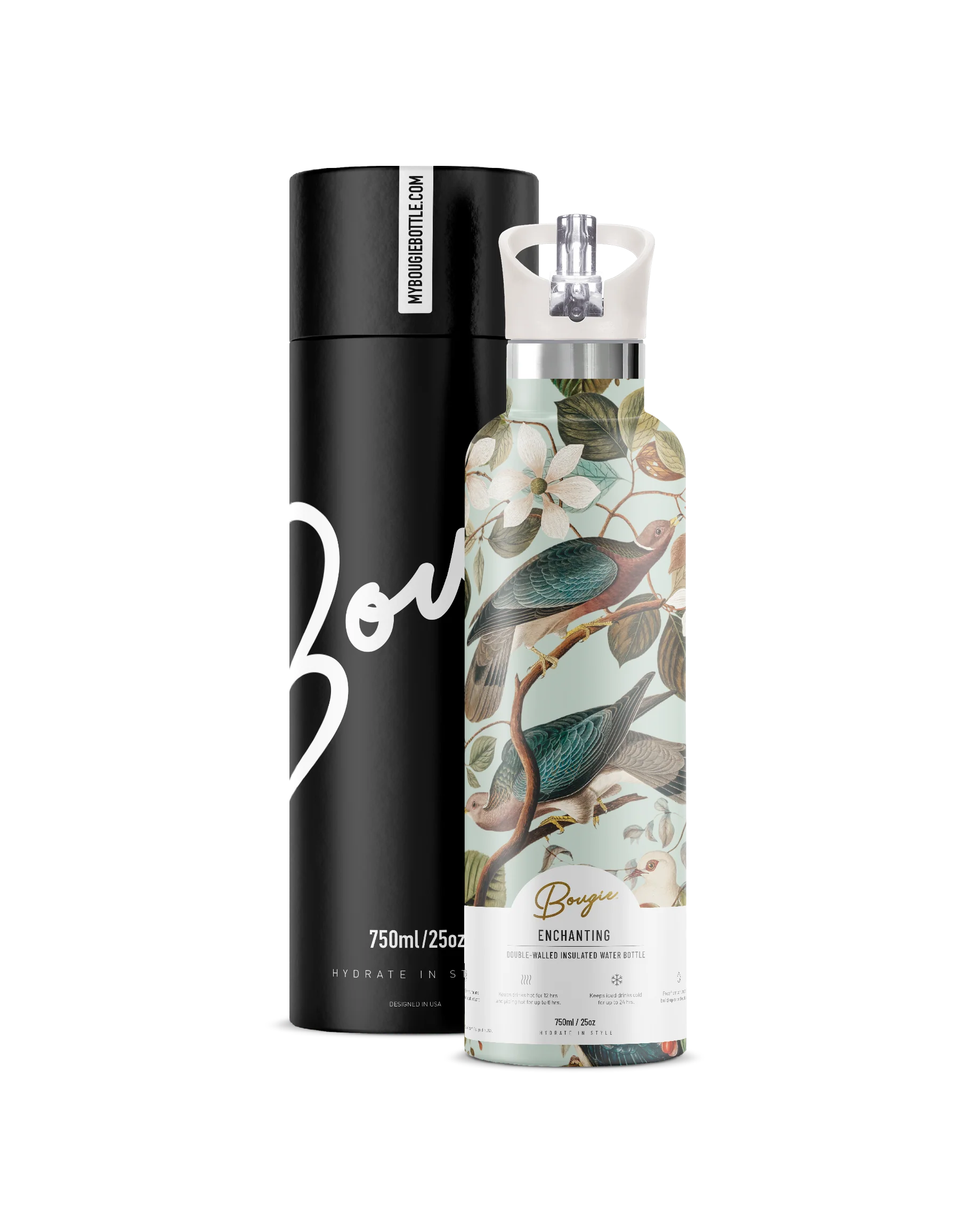 Enchanting | Bird & Garden Insulated Water Bottle Flask 25oz - Image 3