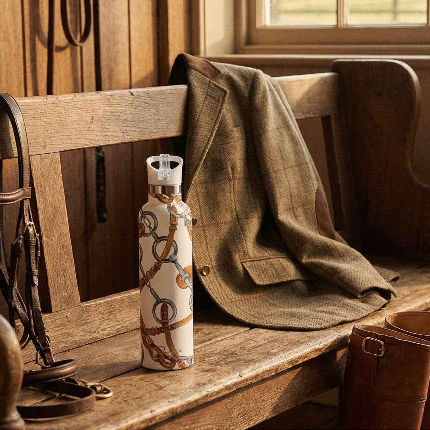 Equestri | Horse Tack Scarf Insulated Water Bottle 25oz - Image 3