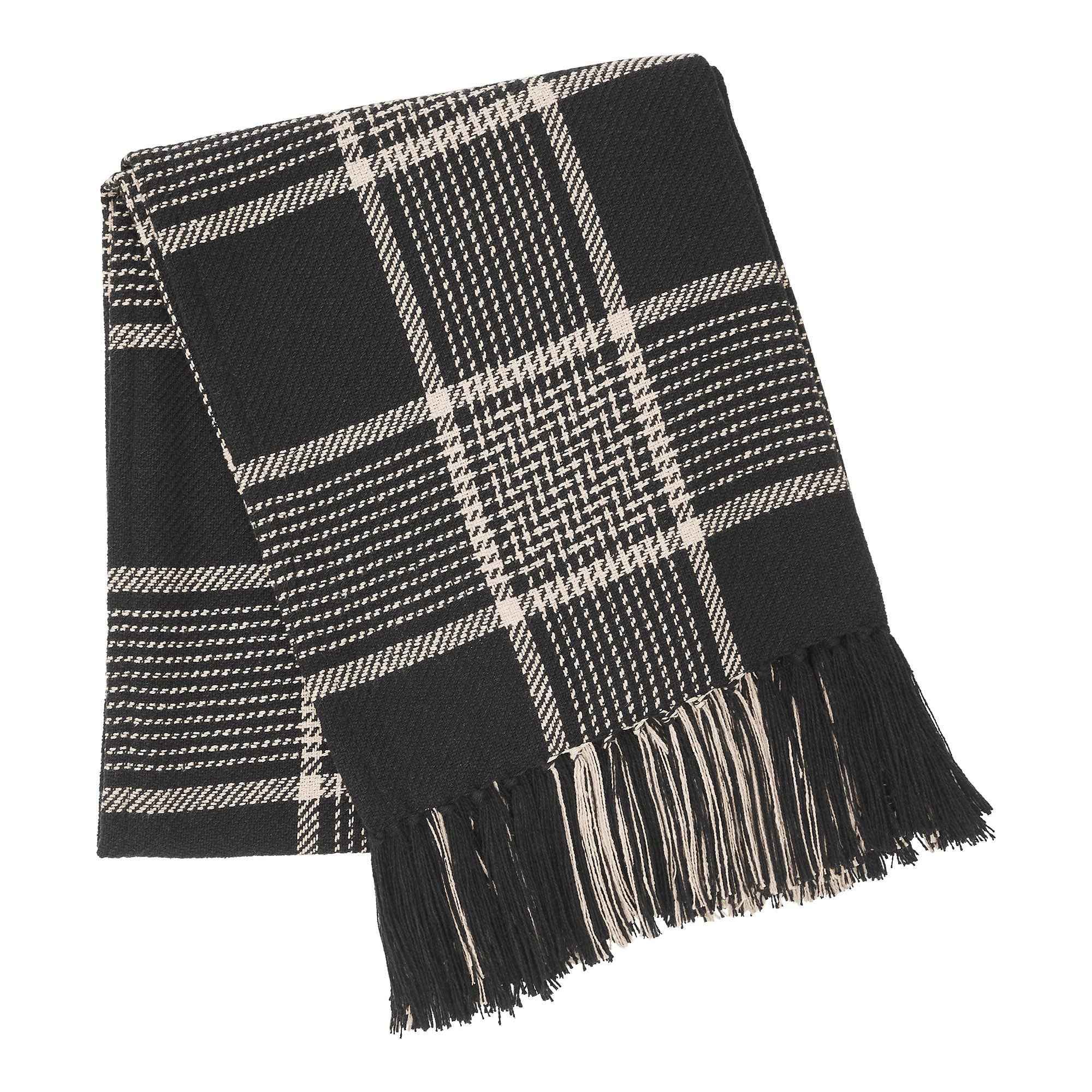 Eston Black Tan Plaid Throw 50x60 - Image 2