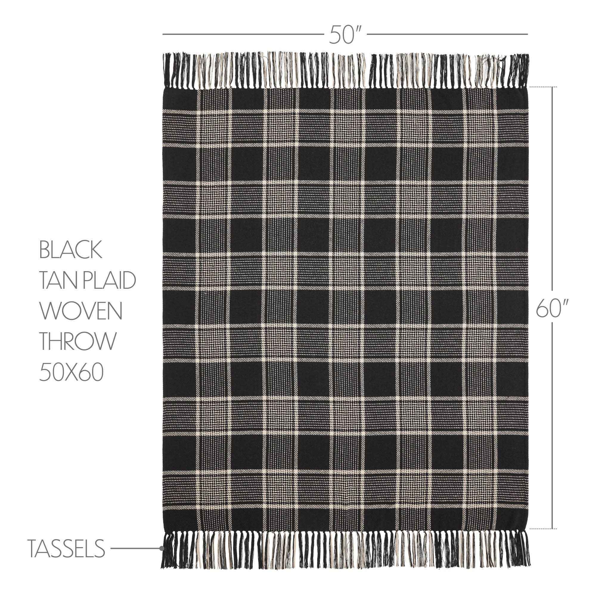 Eston Black Tan Plaid Throw 50x60 - Image 5
