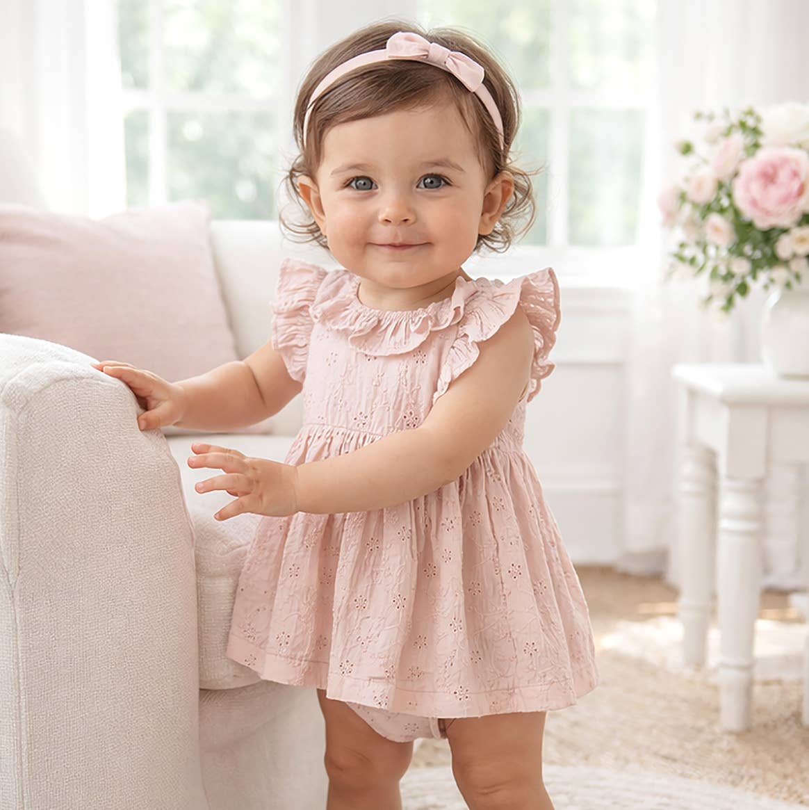 Eyelet Skirted Baby Bodysuit – Cotton - Image 2